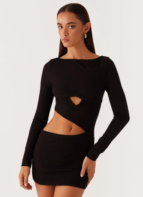Balanced feel Jocelyn Long Sleeve Mini Dress - Black