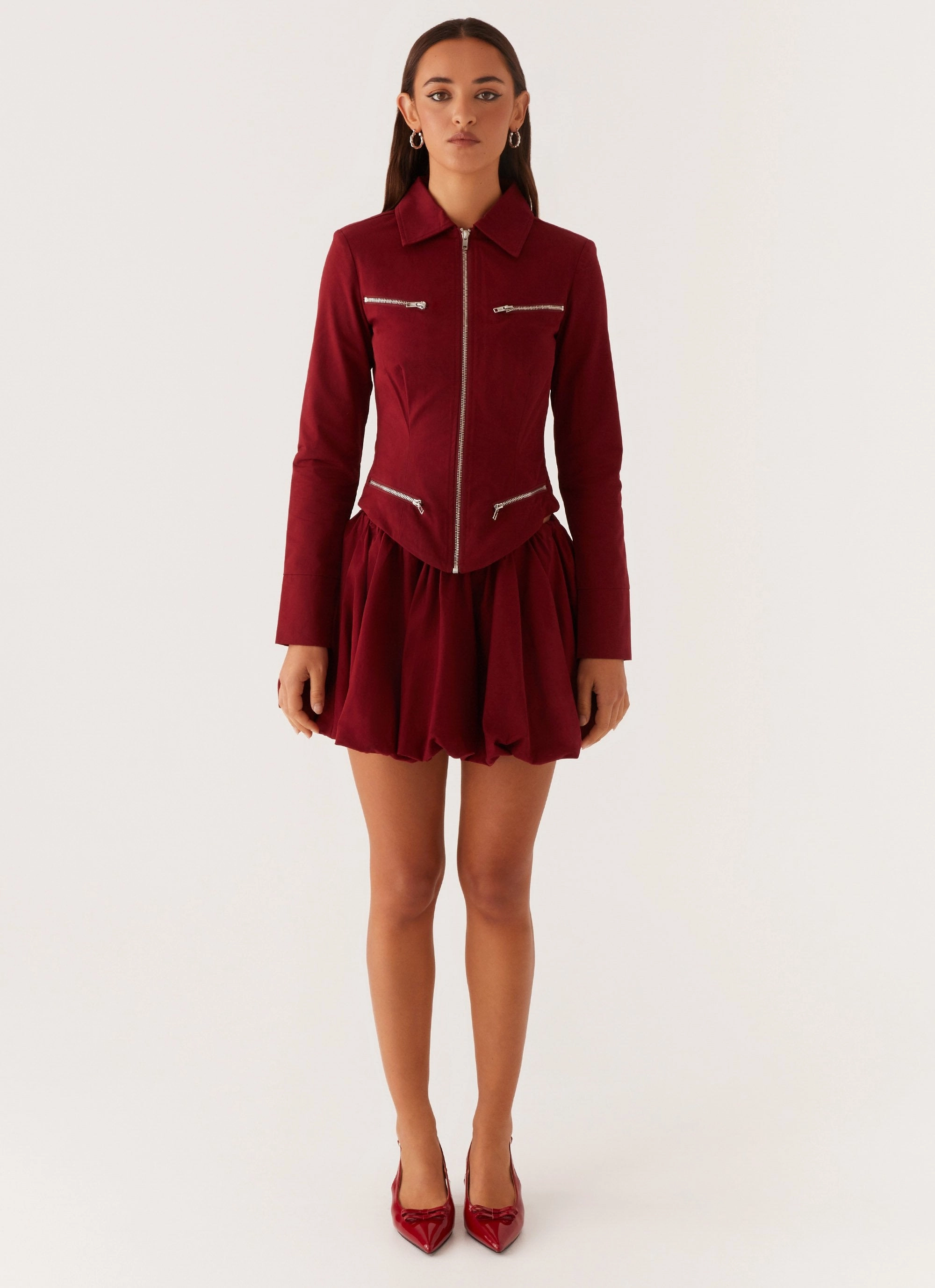 Eco Friendly Blend AntiStatic Material Petra Fitted Zip Top - Mulberry