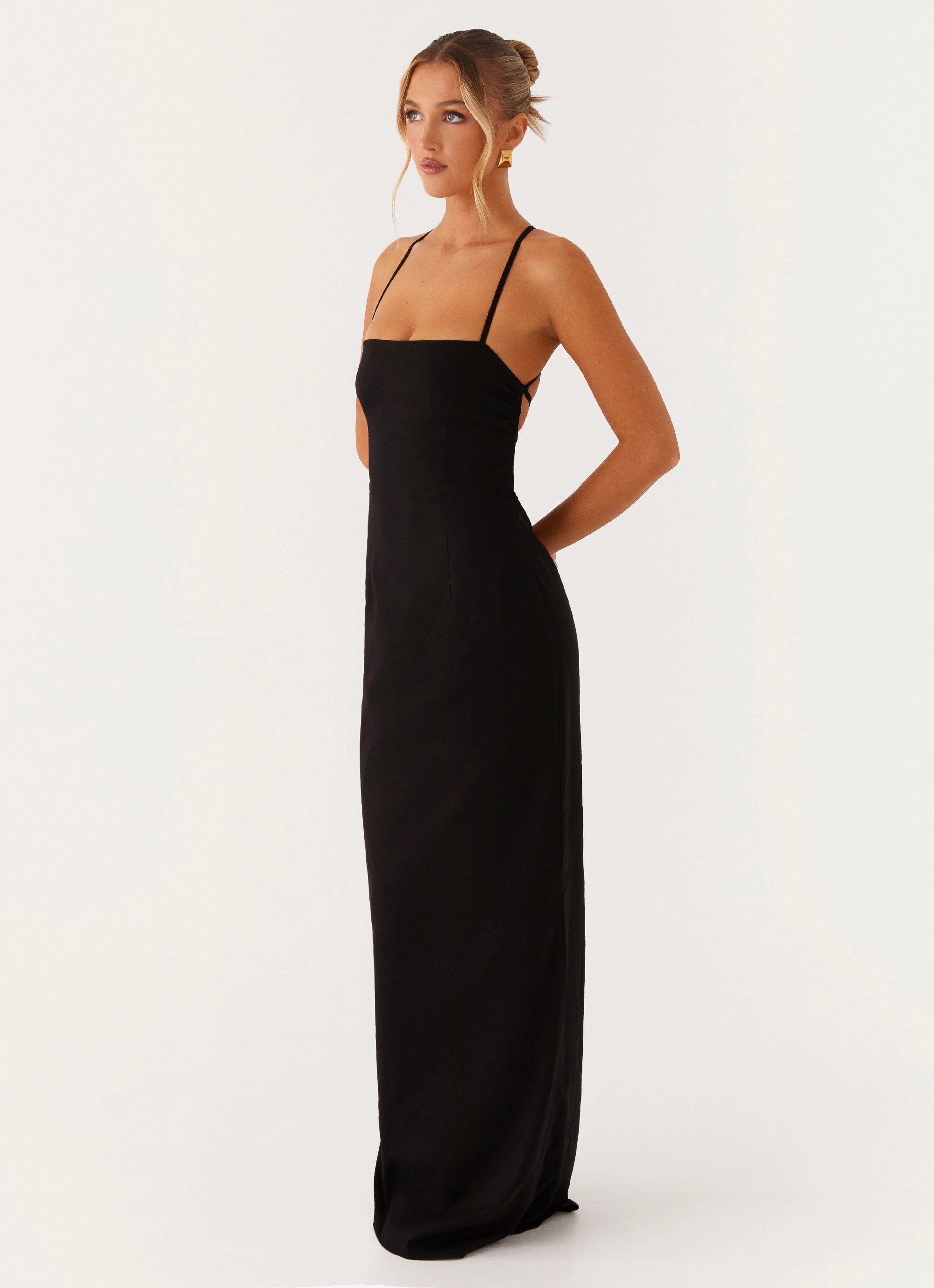 Breathable Design Cora Backless Maxi Dress - Black