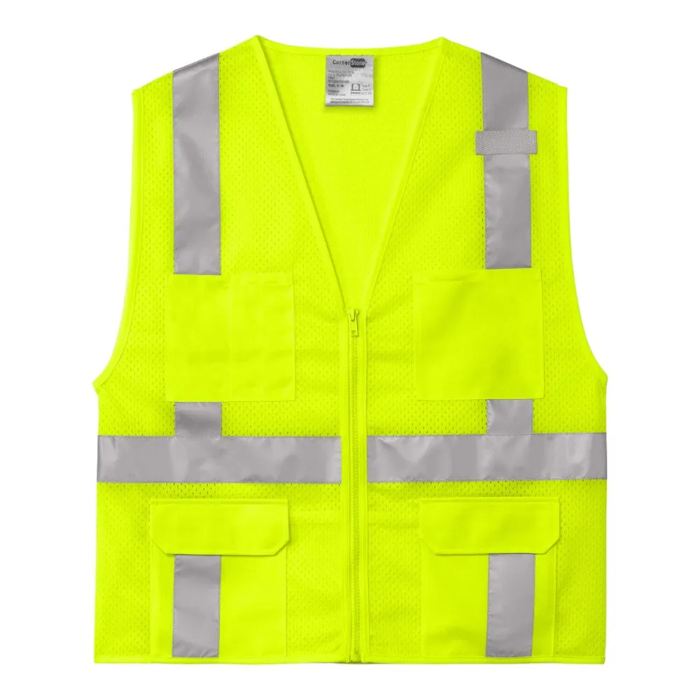CornerStone ANSI 107 Class 2 Mesh Six-Pocket Zippered Vest CSV104