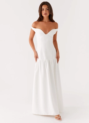 Basel Maxi Dress - White Event Favorite Chilly Day Comfort