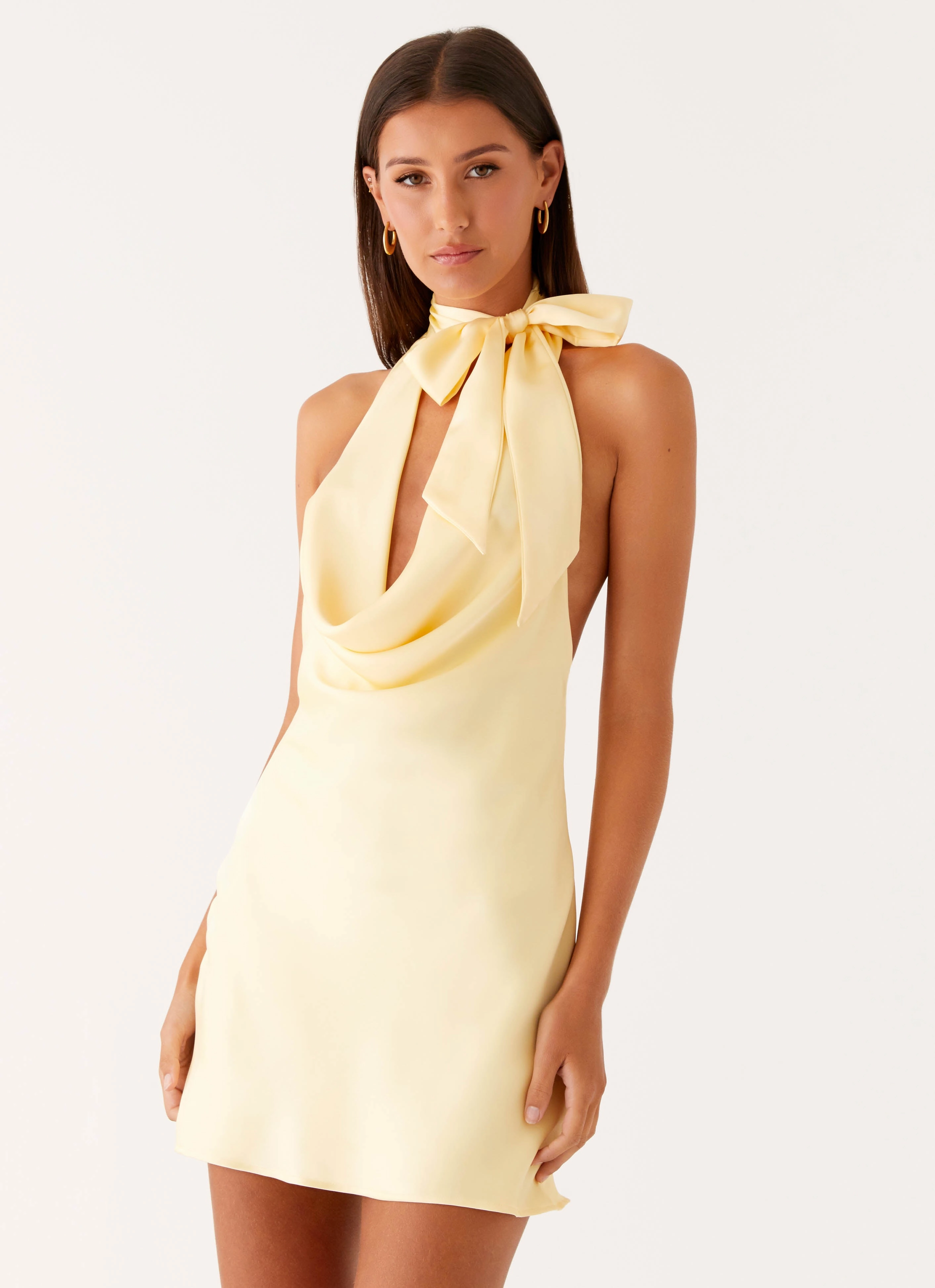 Cory Cowl Scarf Mini Dress - Sunny Yellow Light Shape