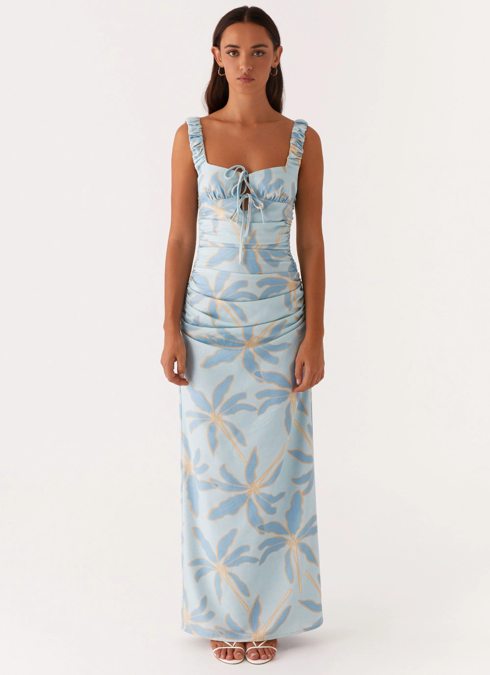 A-Line Cosmic Love Ruched Maxi Dress - Opulent Blue
