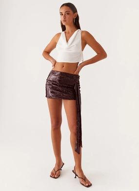 Tear Resistant Fabric Weekend Adventure Cosmopolitan Sequin Mini Skirt - Maroon