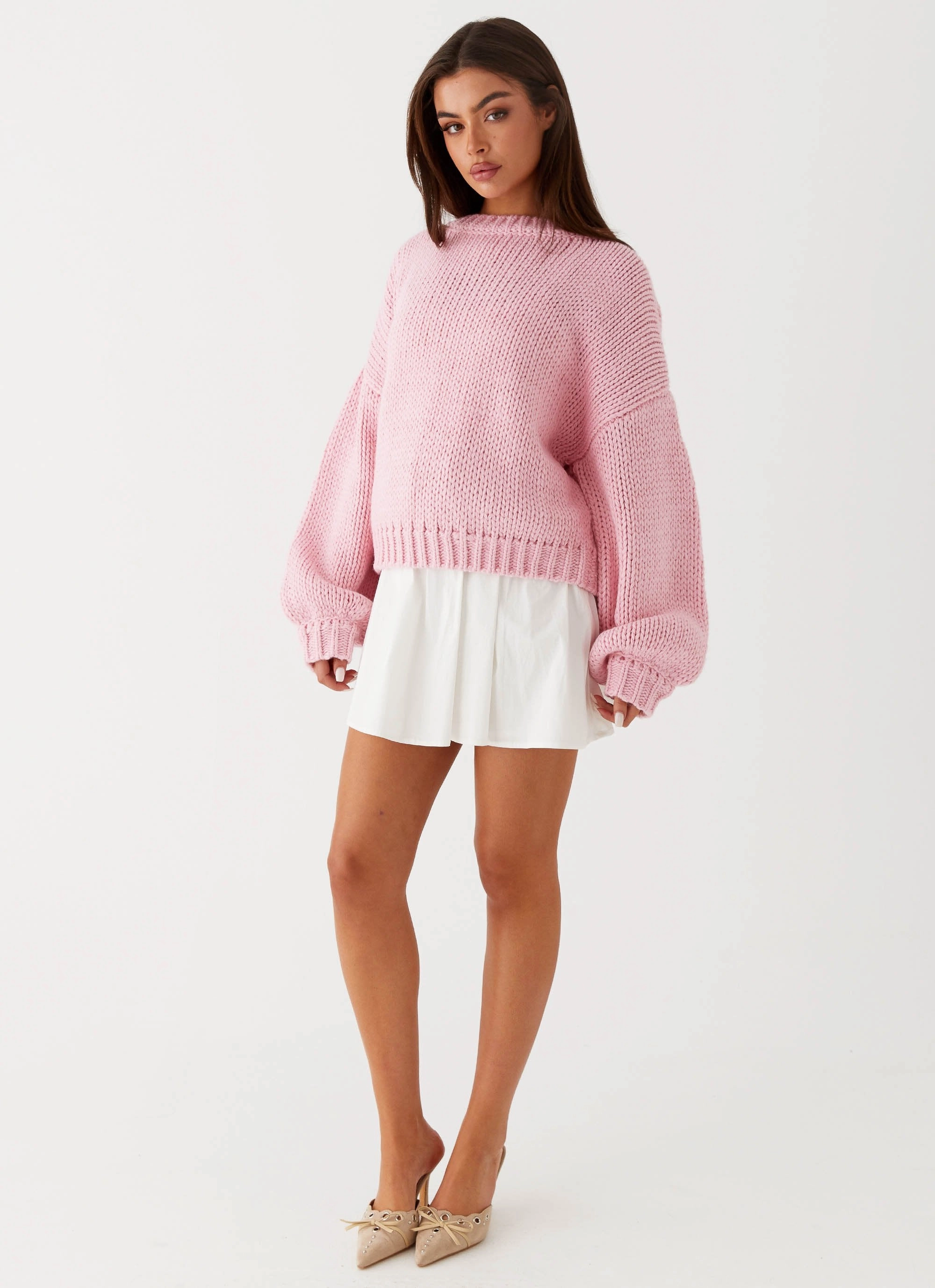 Costella Knit Sweater - Pink Light Weight Neutral Tones