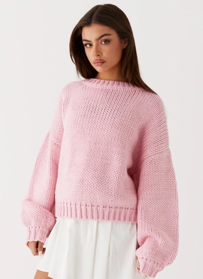 Costella Knit Sweater - Pink Fringe Detail Bonded Zippers