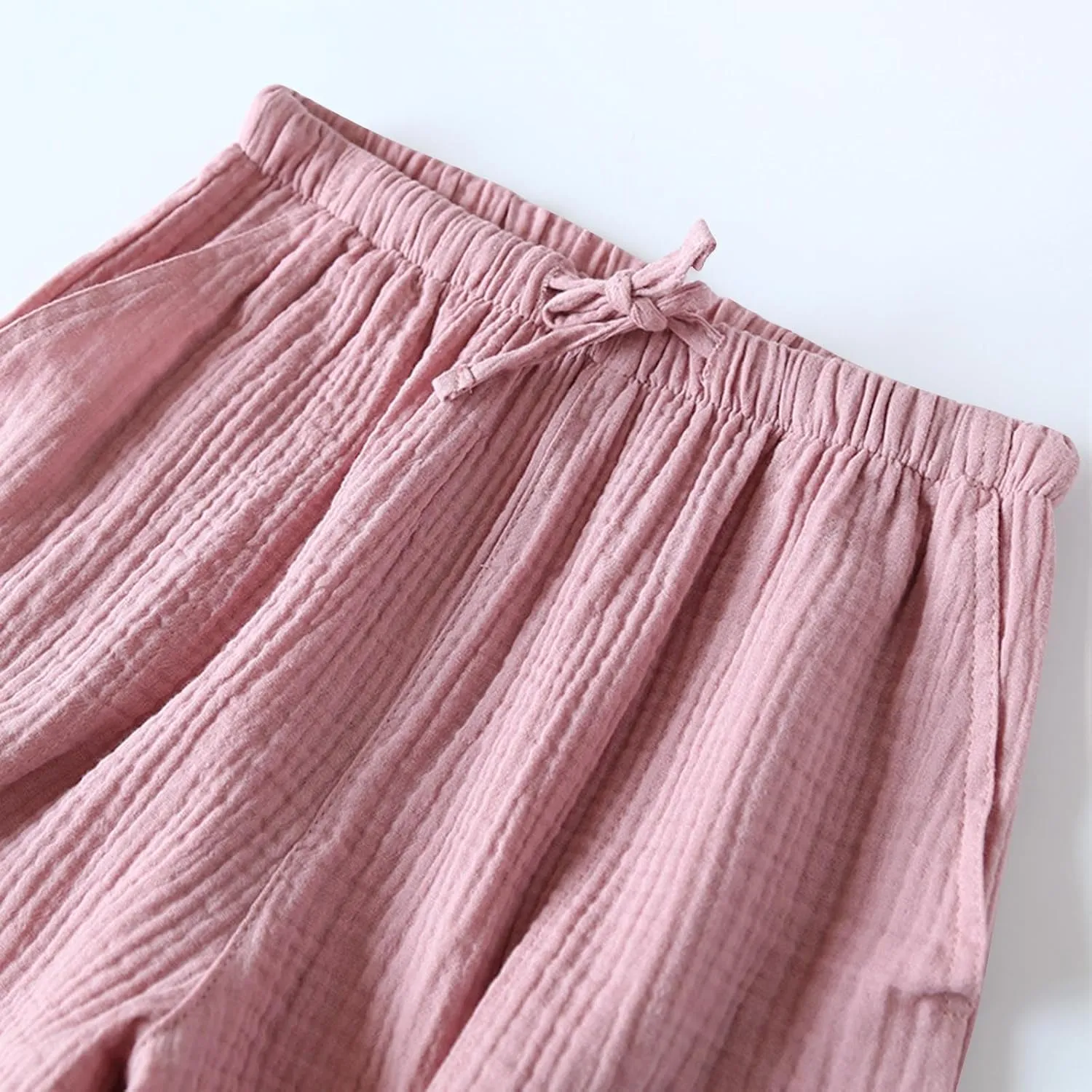 Cotton Linen Pajama Shorts for Women Summer Loose Elastic Waist Comfy Pj Bottoms Soft Sleepwear Lounge Shorts with Pockets