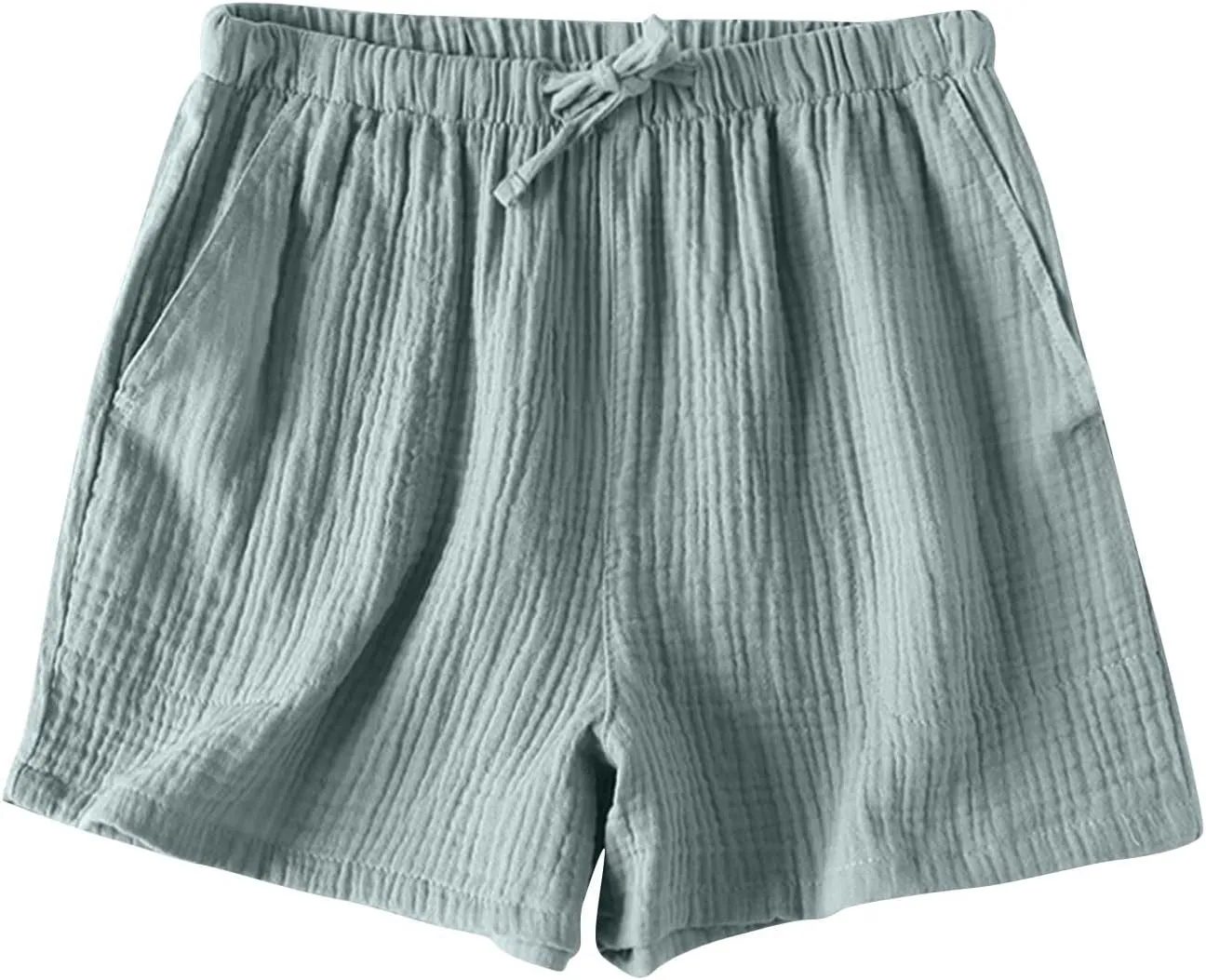 Cotton Linen Pajama Shorts for Women Summer Loose Elastic Waist Comfy Pj Bottoms Soft Sleepwear Lounge Shorts with Pockets
