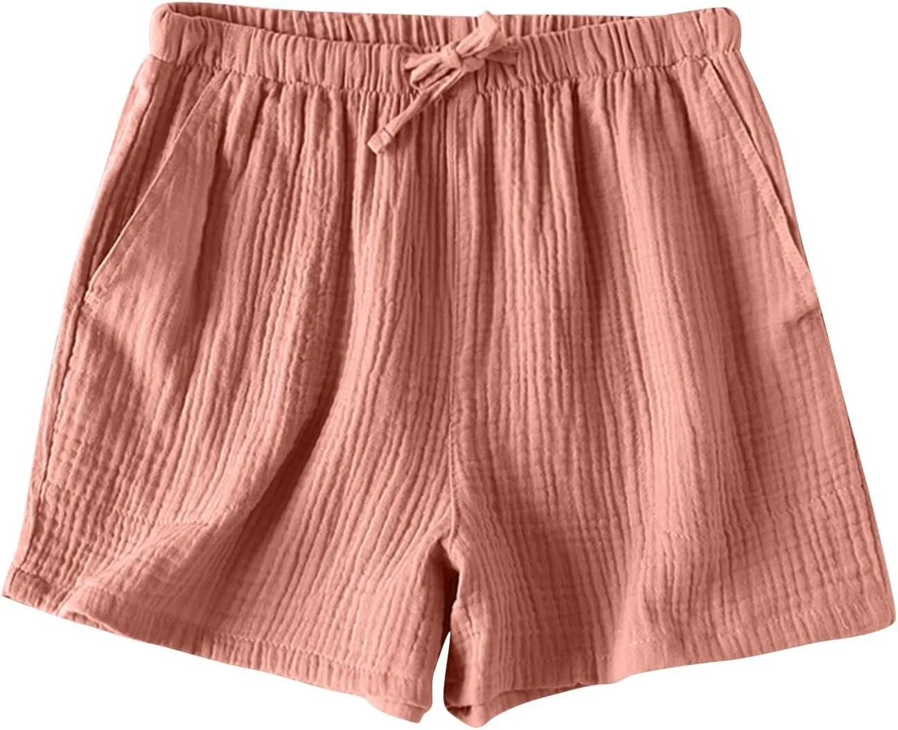 Cotton Linen Pajama Shorts for Women Summer Loose Elastic Waist Comfy Pj Bottoms Soft Sleepwear Lounge Shorts with Pockets