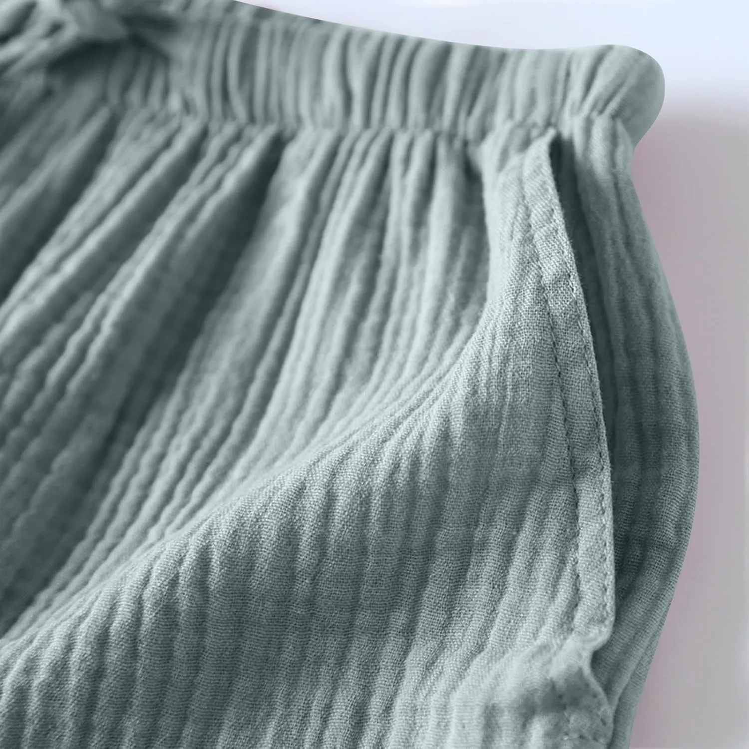 Cotton Linen Pajama Shorts for Women Summer Loose Elastic Waist Comfy Pj Bottoms Soft Sleepwear Lounge Shorts with Pockets