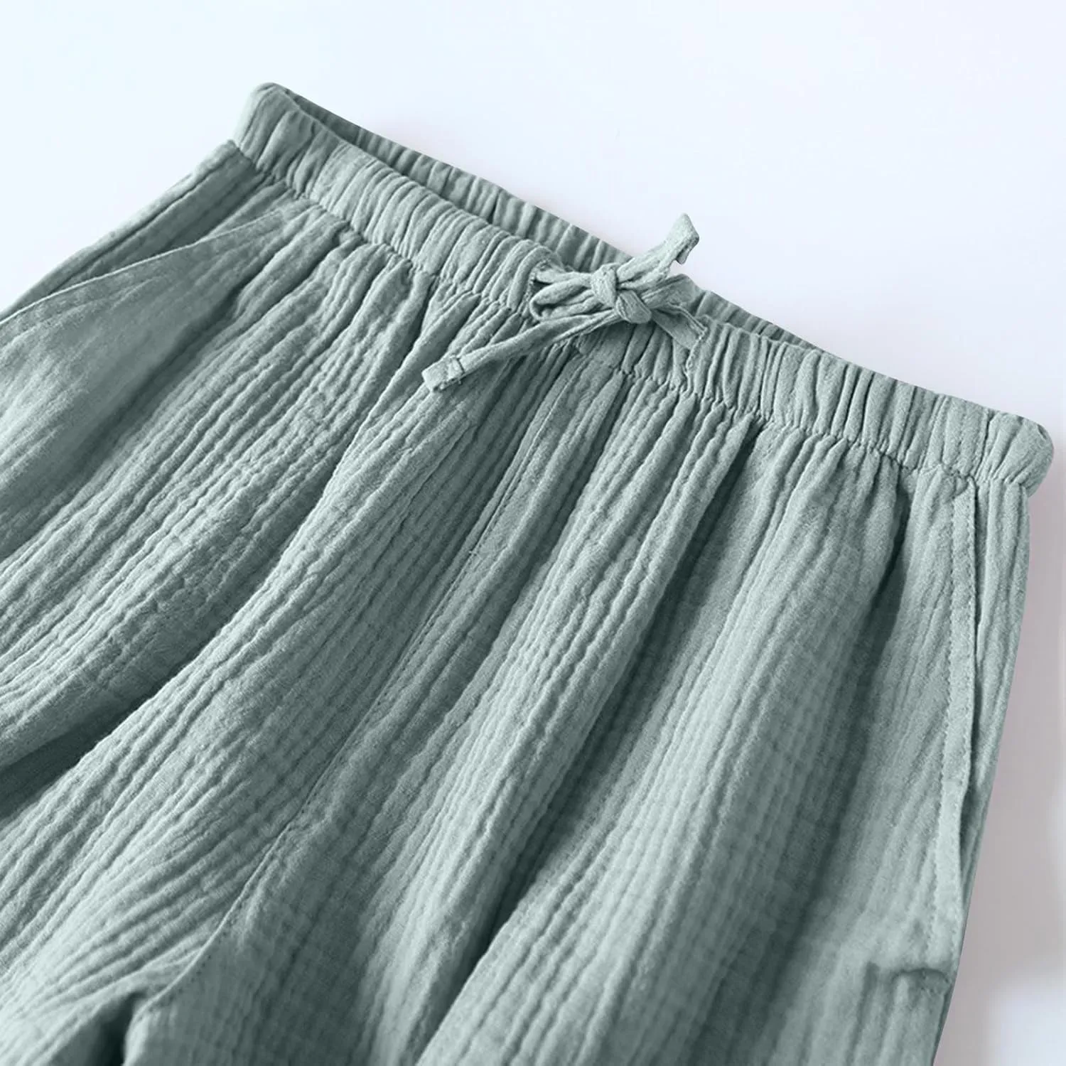 Cotton Linen Pajama Shorts for Women Summer Loose Elastic Waist Comfy Pj Bottoms Soft Sleepwear Lounge Shorts with Pockets
