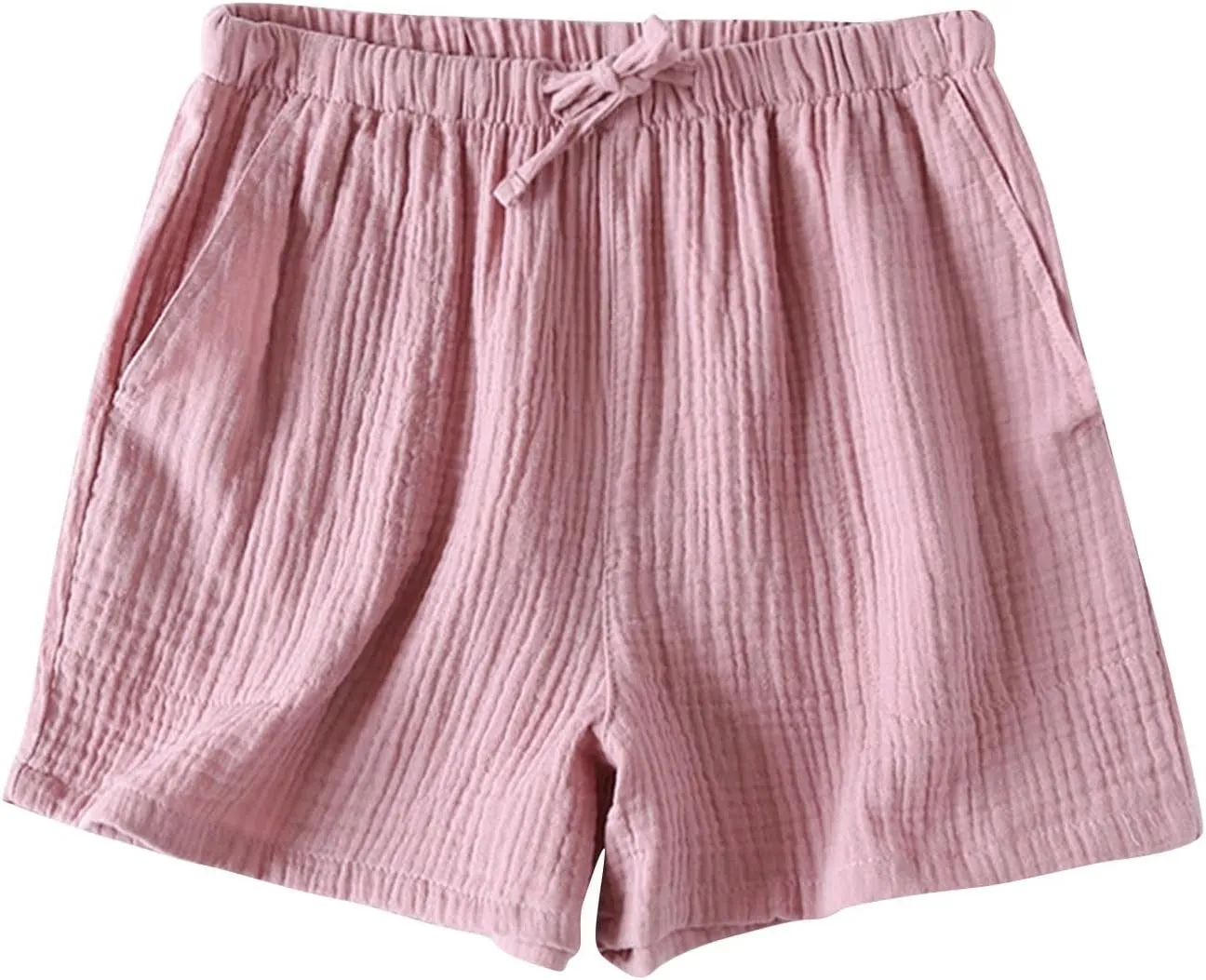 Cotton Linen Pajama Shorts for Women Summer Loose Elastic Waist Comfy Pj Bottoms Soft Sleepwear Lounge Shorts with Pockets