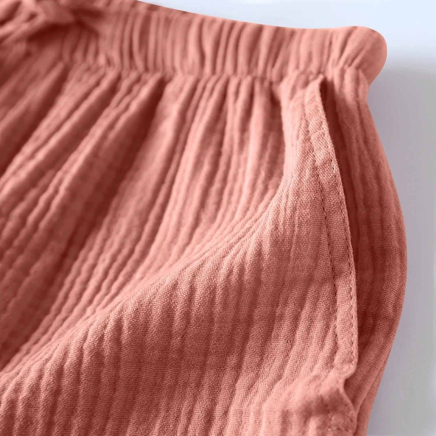 Cotton Linen Pajama Shorts for Women Summer Loose Elastic Waist Comfy Pj Bottoms Soft Sleepwear Lounge Shorts with Pockets