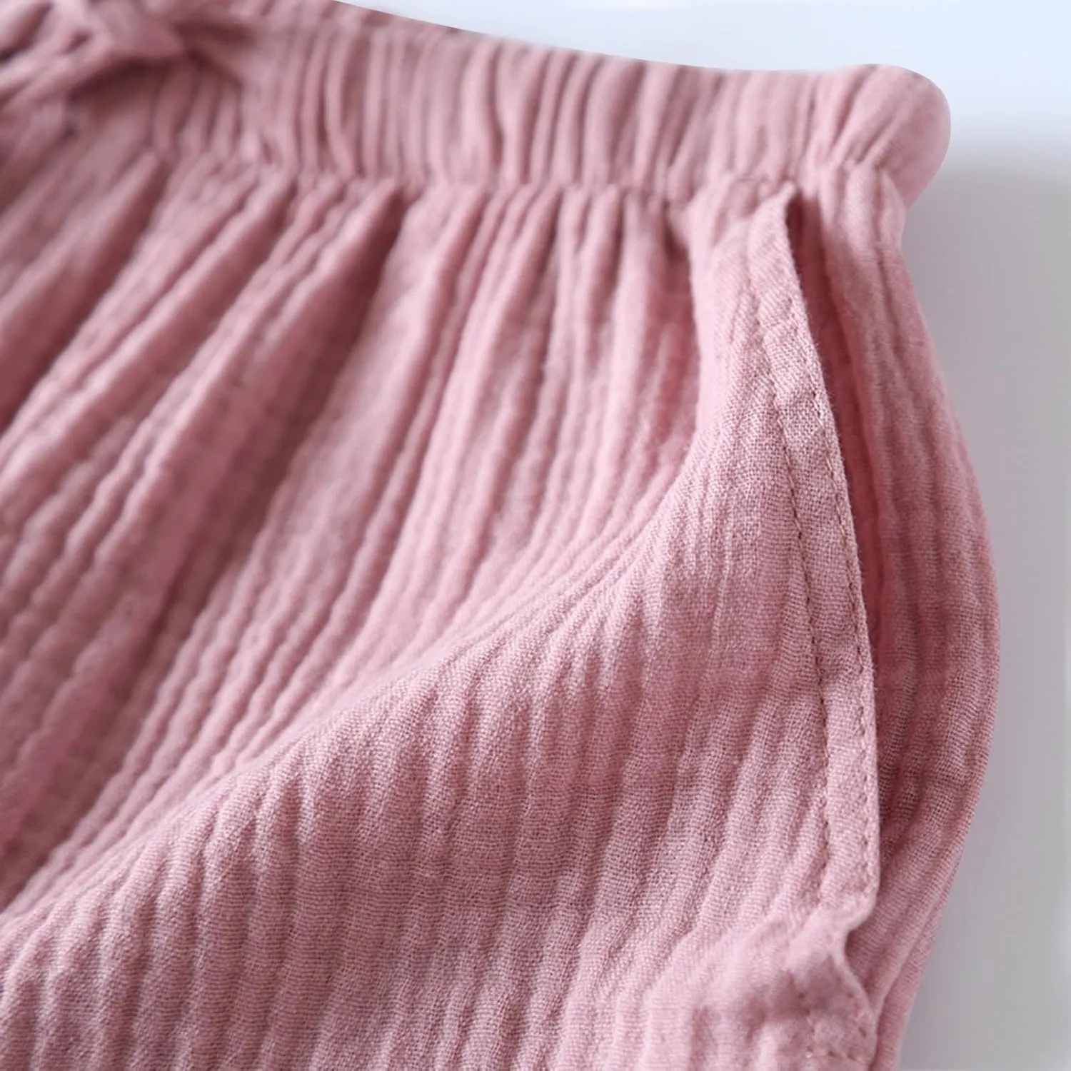 Cotton Linen Pajama Shorts for Women Summer Loose Elastic Waist Comfy Pj Bottoms Soft Sleepwear Lounge Shorts with Pockets