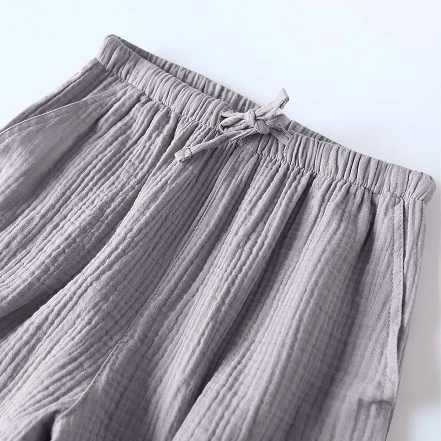 Cotton Linen Pajama Shorts for Women Summer Loose Elastic Waist Comfy Pj Bottoms Soft Sleepwear Lounge Shorts with Pockets