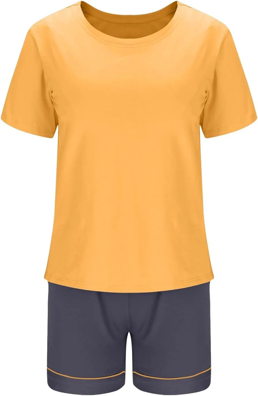 Cotton Pajama Sets for Women 2 Piece Soft Loungewear Built-in Bra Short Sleeve Crop Tops and Shorts Sleepwear Outfit