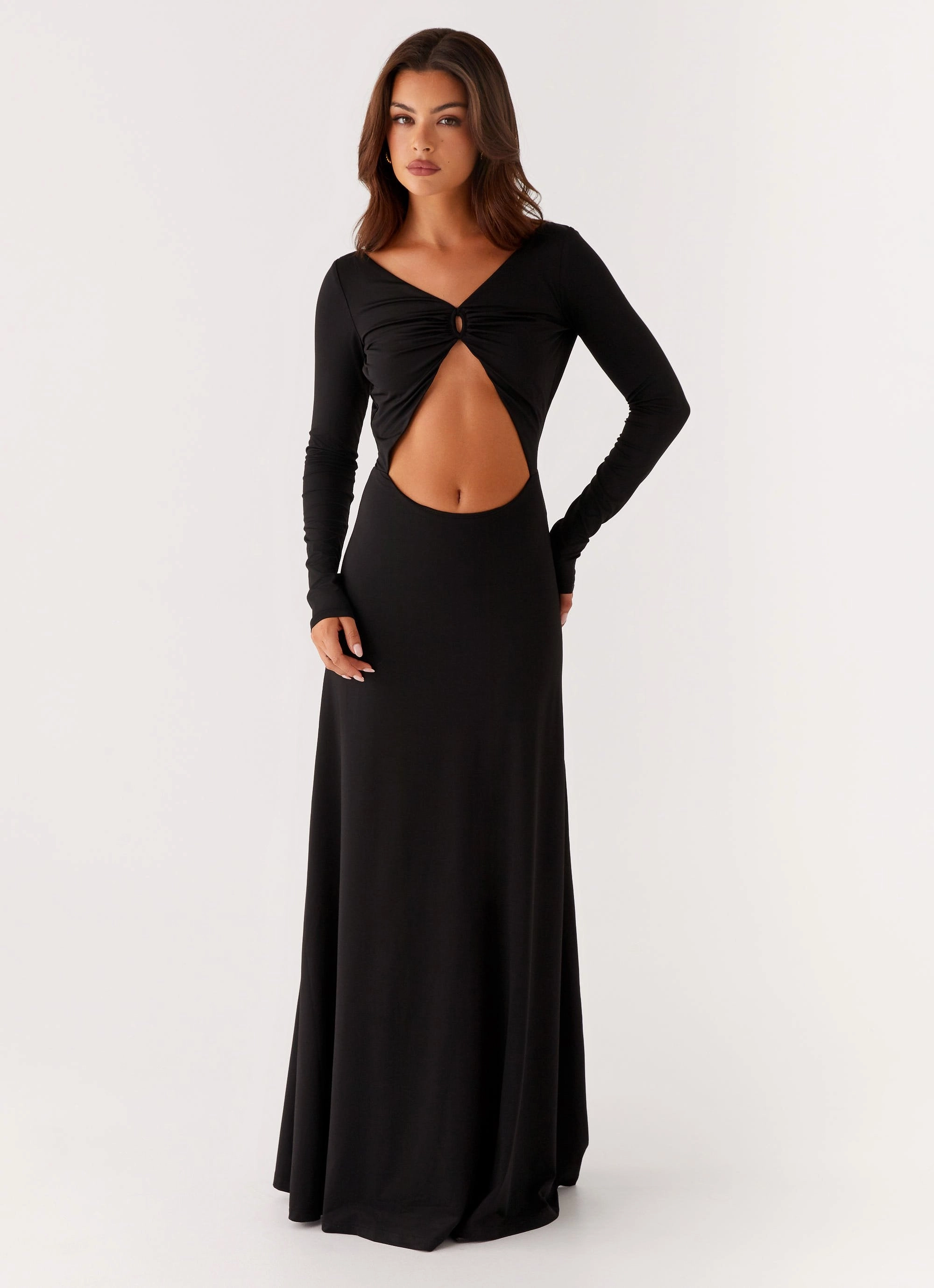 Vibrant Movement Side Tie Peru Maxi Dress - Black