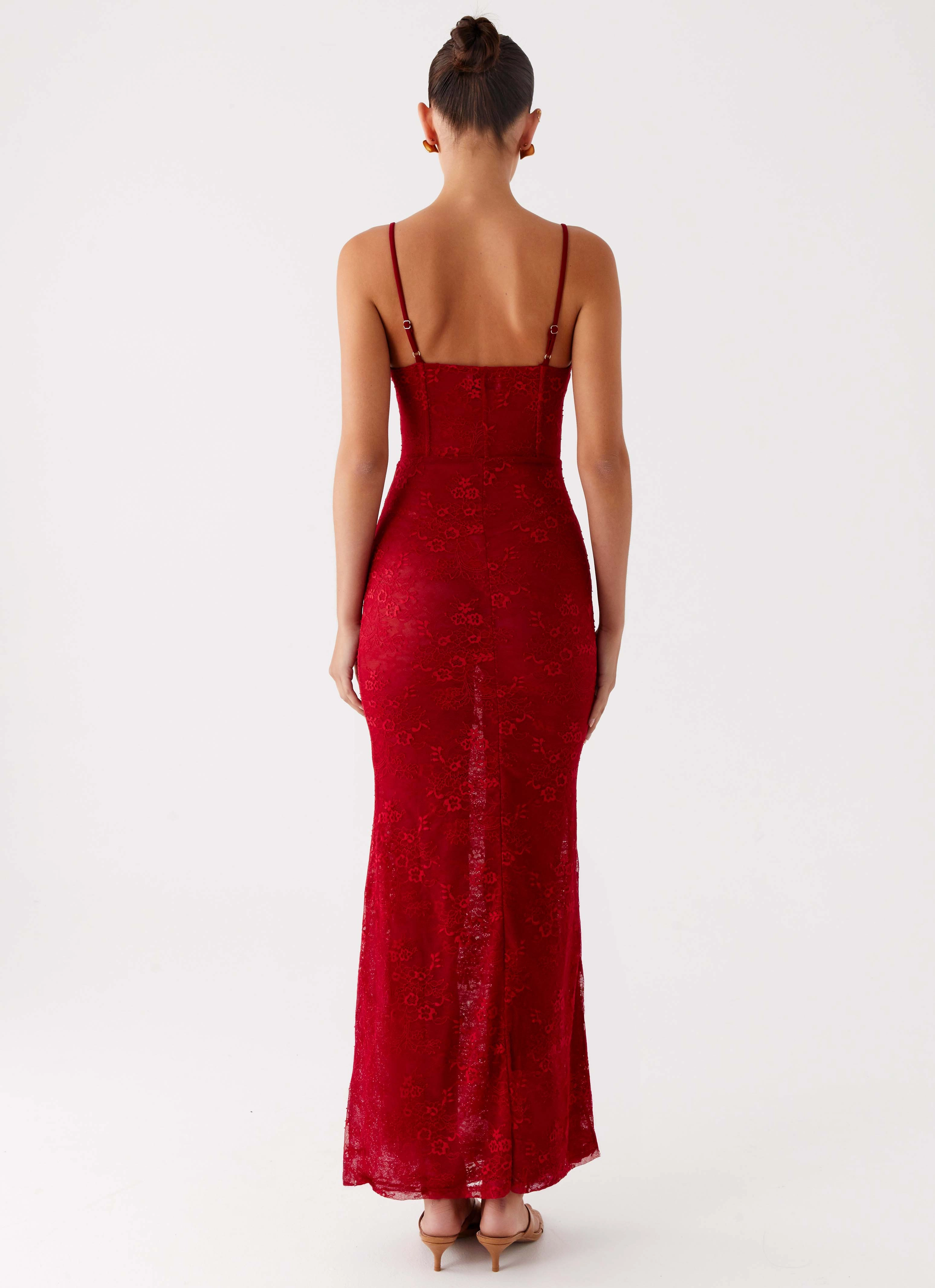 Clean Aesthetic Rosa Corset Maxi Dress - Red