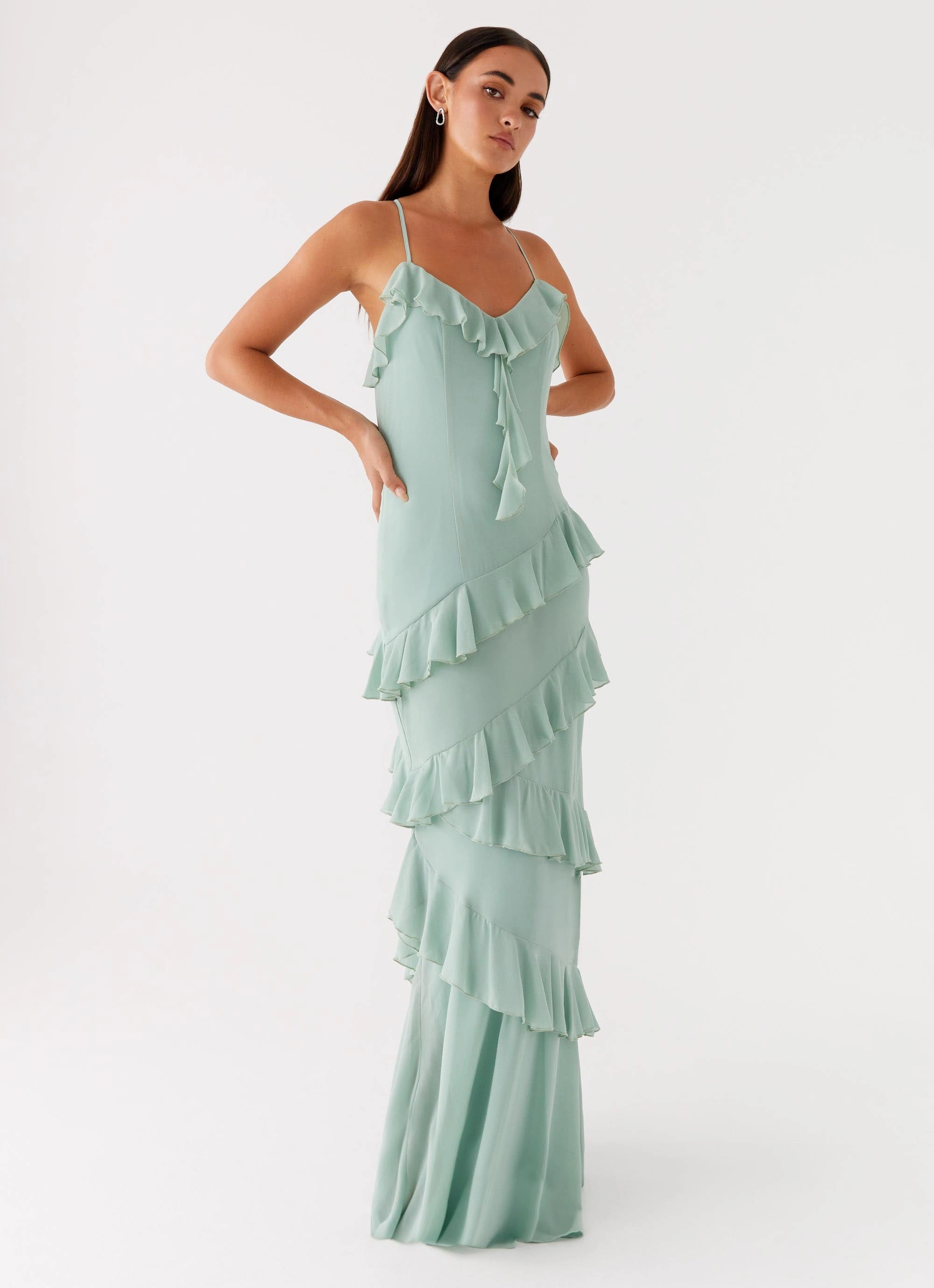 Country Club Maxi Dress - Sage Soft Finish Aura Glow