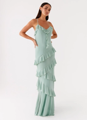 Country Club Maxi Dress - Sage Soft Finish Aura Glow