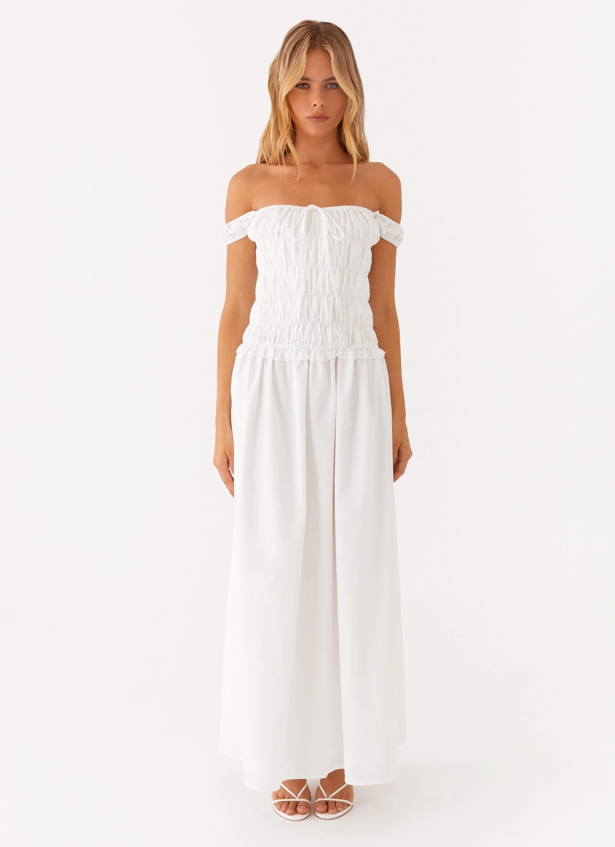 Countryside Off Shoulder Maxi Dress - Ivory Classic Look
