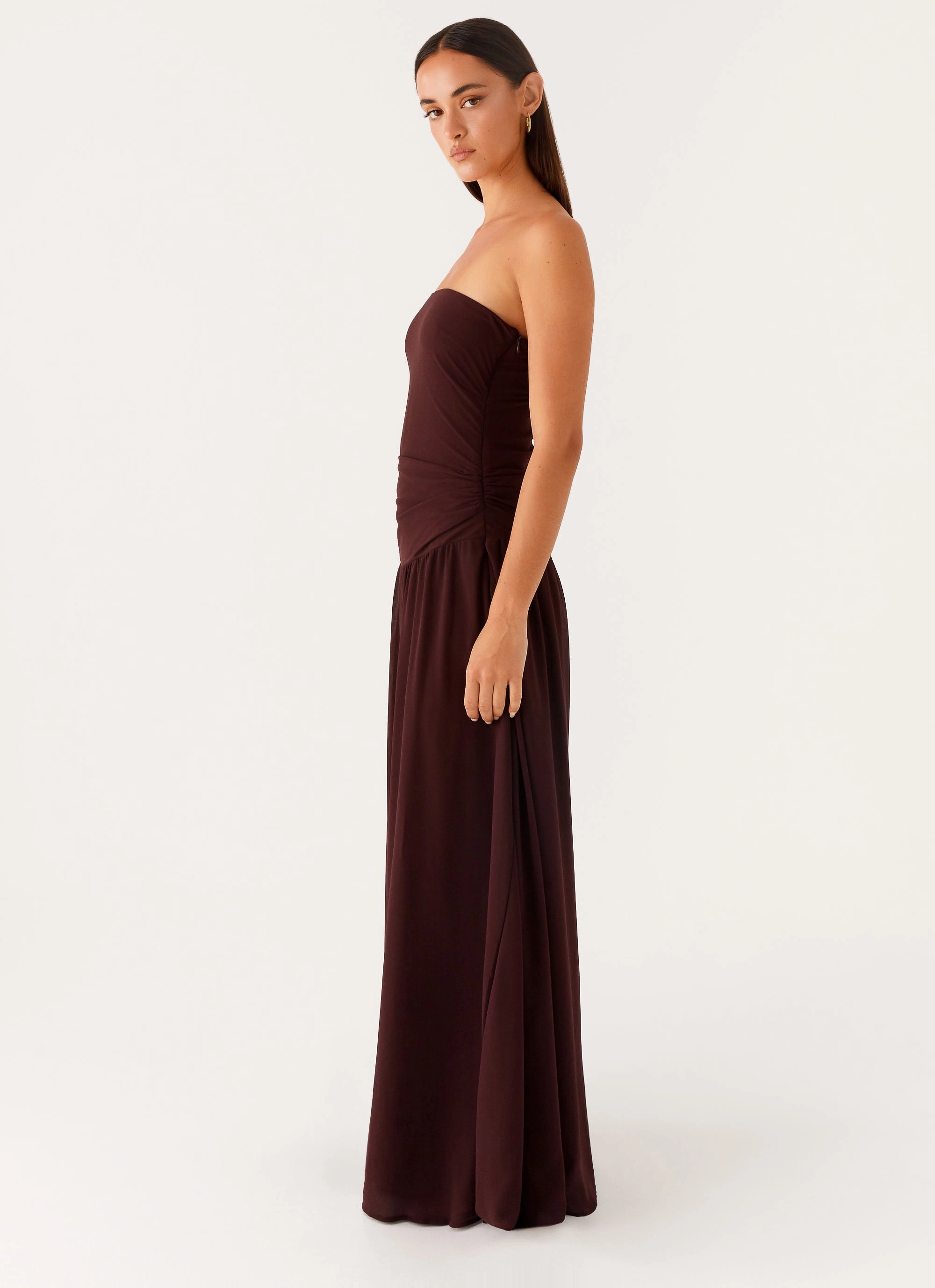 Flattering Style Covia Strapless Maxi Dress - Dark Chocolate