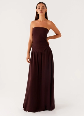 Covia Strapless Maxi Dress - Dark Chocolate Comfortable Design