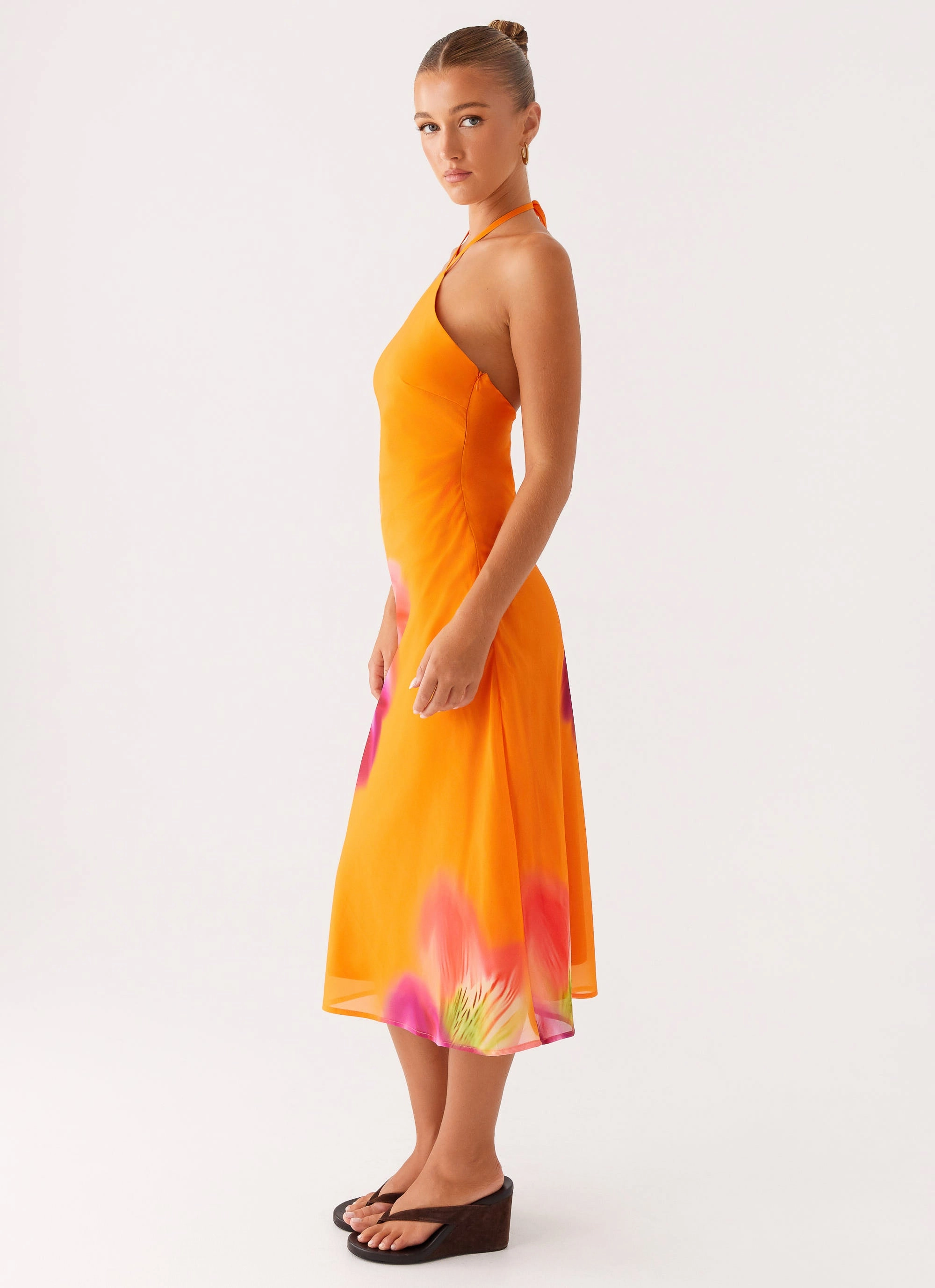 Kea Midi Dress - Orange Tropical Relax Flex Smart Waistband Design