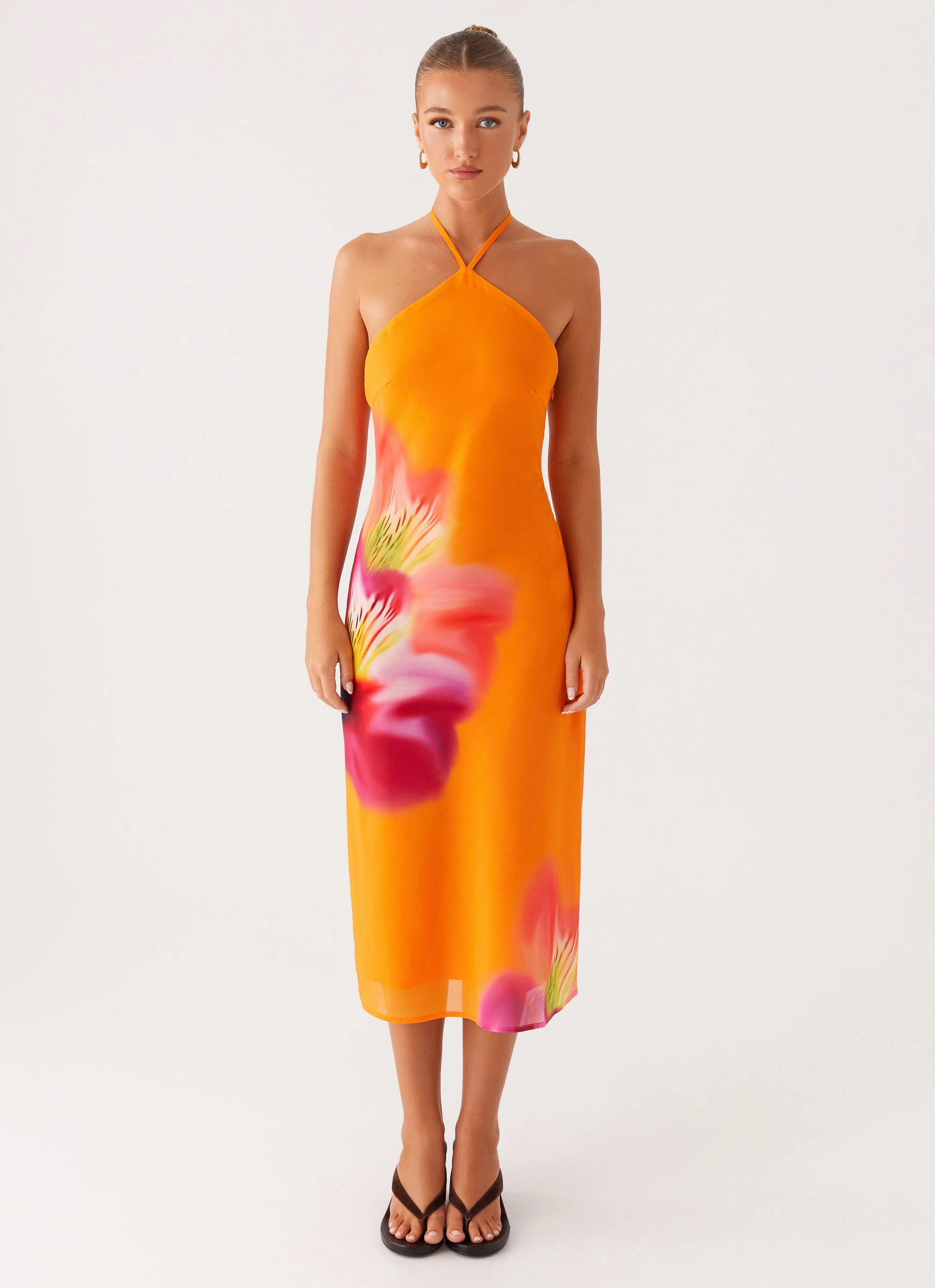 Luxury Feel Kea Midi Dress - Orange Tropical
