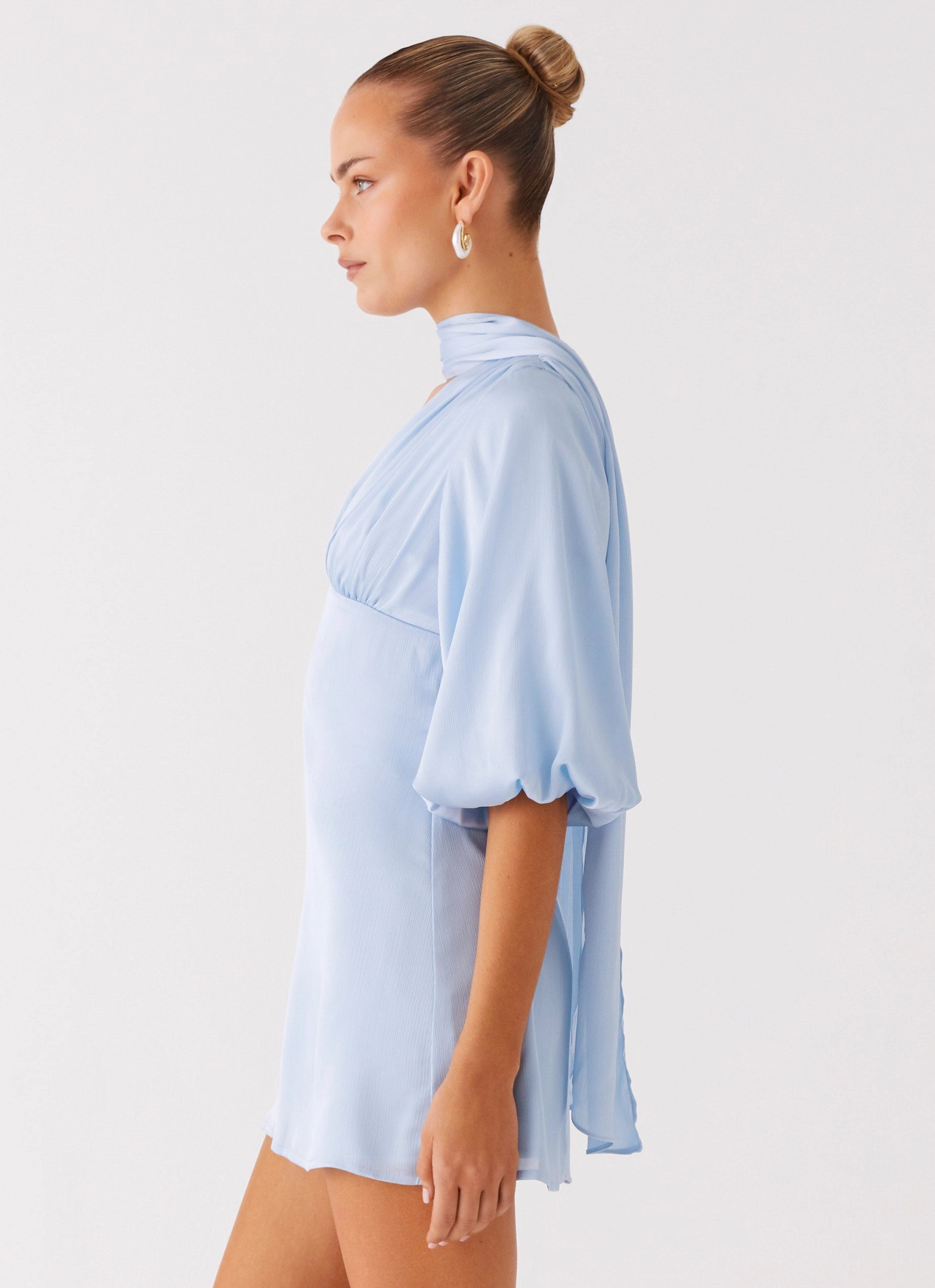 Mary Mini Dress - Blue Spring Ready Silky Finish