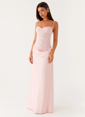Romy Maxi Dress - Pink Trendy midi dress Layered Comfort Wear