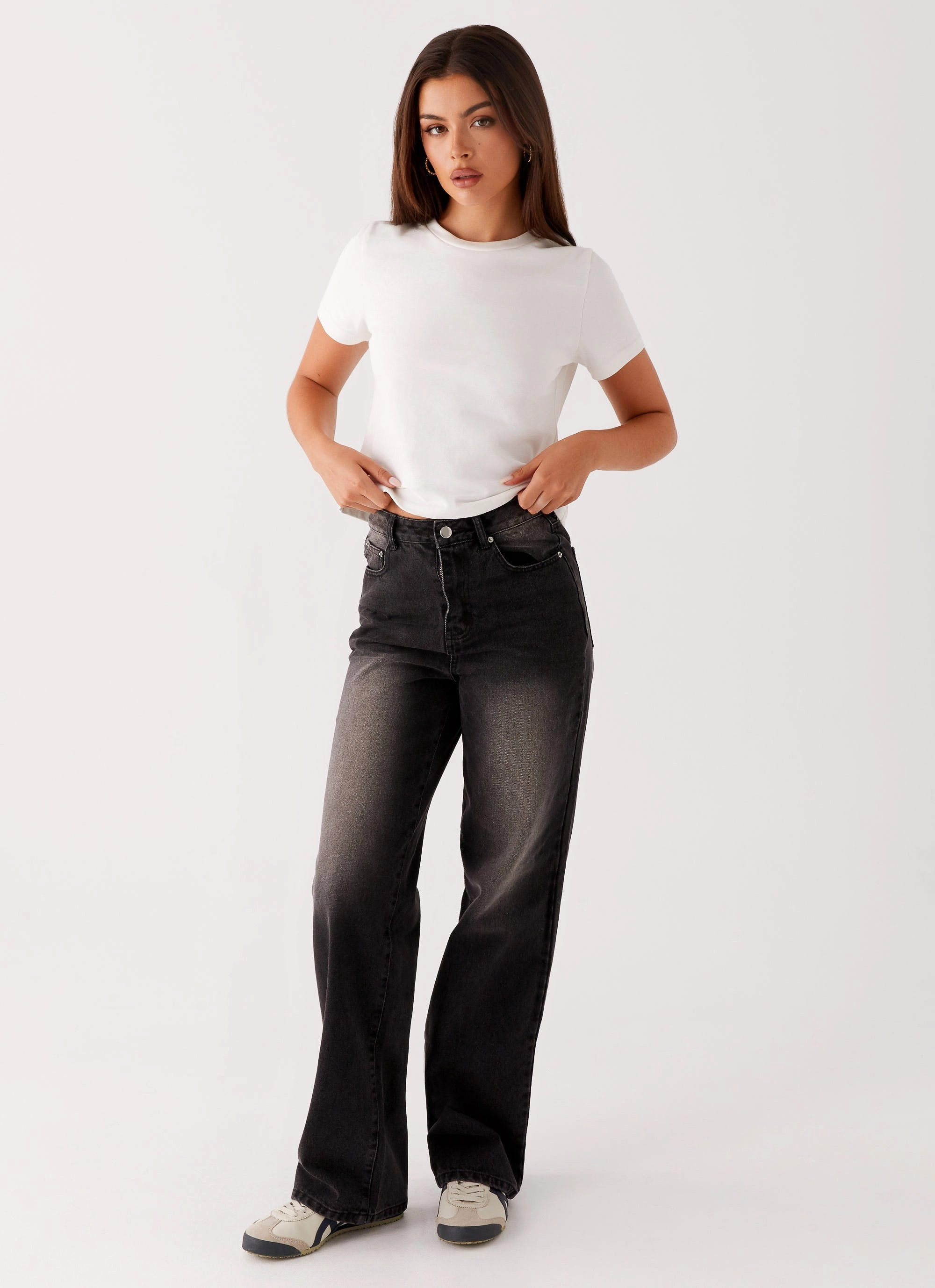 Freedom Motion Back Again Straight Leg Denim Jeans - Charcoal Wash