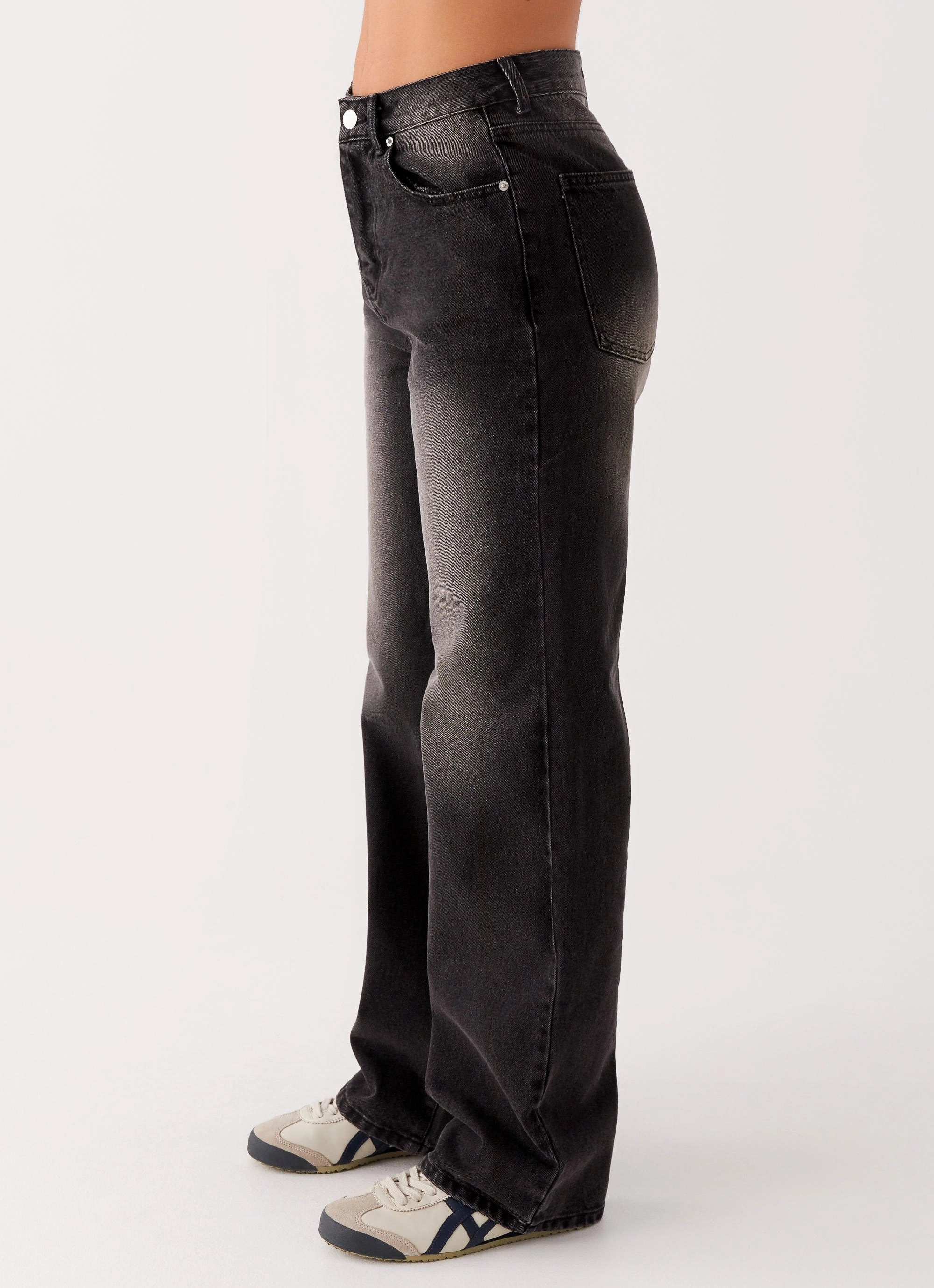 Back Again Straight Leg Denim Jeans - Charcoal Wash MultiPocketSystem