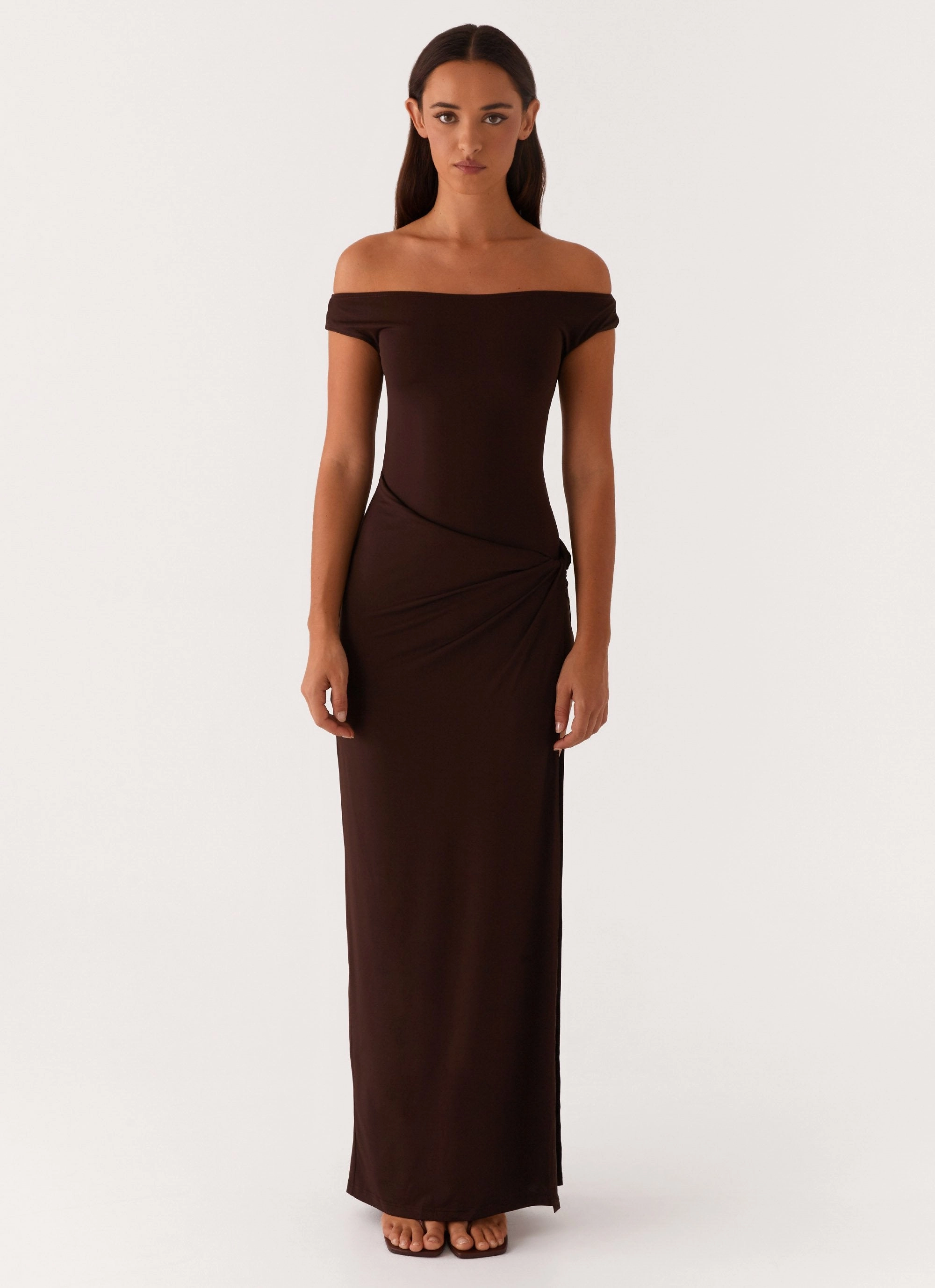 Amerie Maxi Dress - Chocolate Textured Layers Sunset Glow