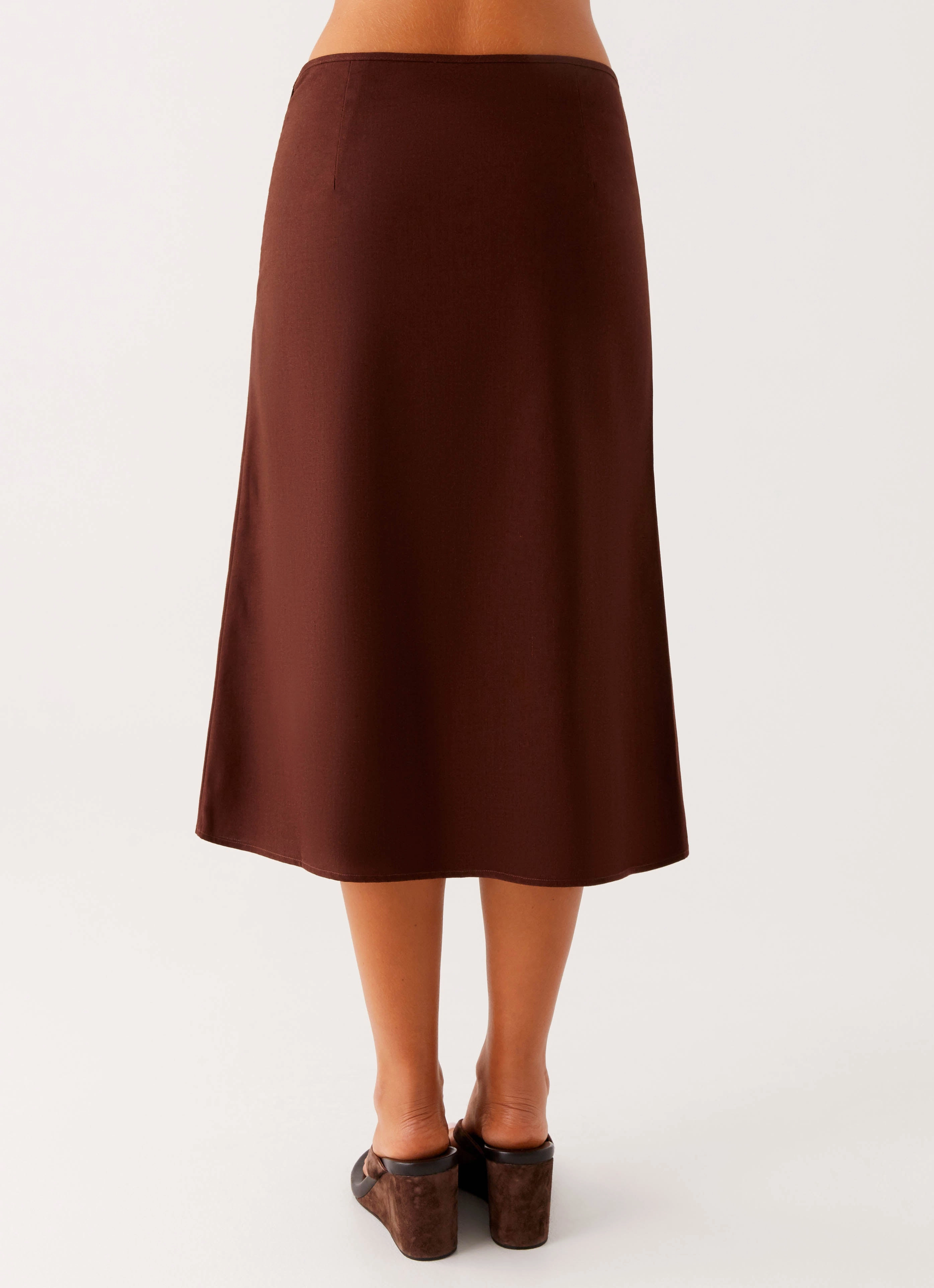 Relaxed Comfort Fit Esther Midi Skirt - Chocolate