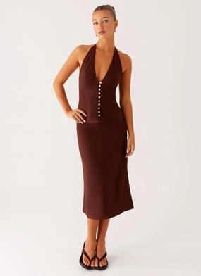 Esther Midi Skirt - Chocolate Rugged Wear