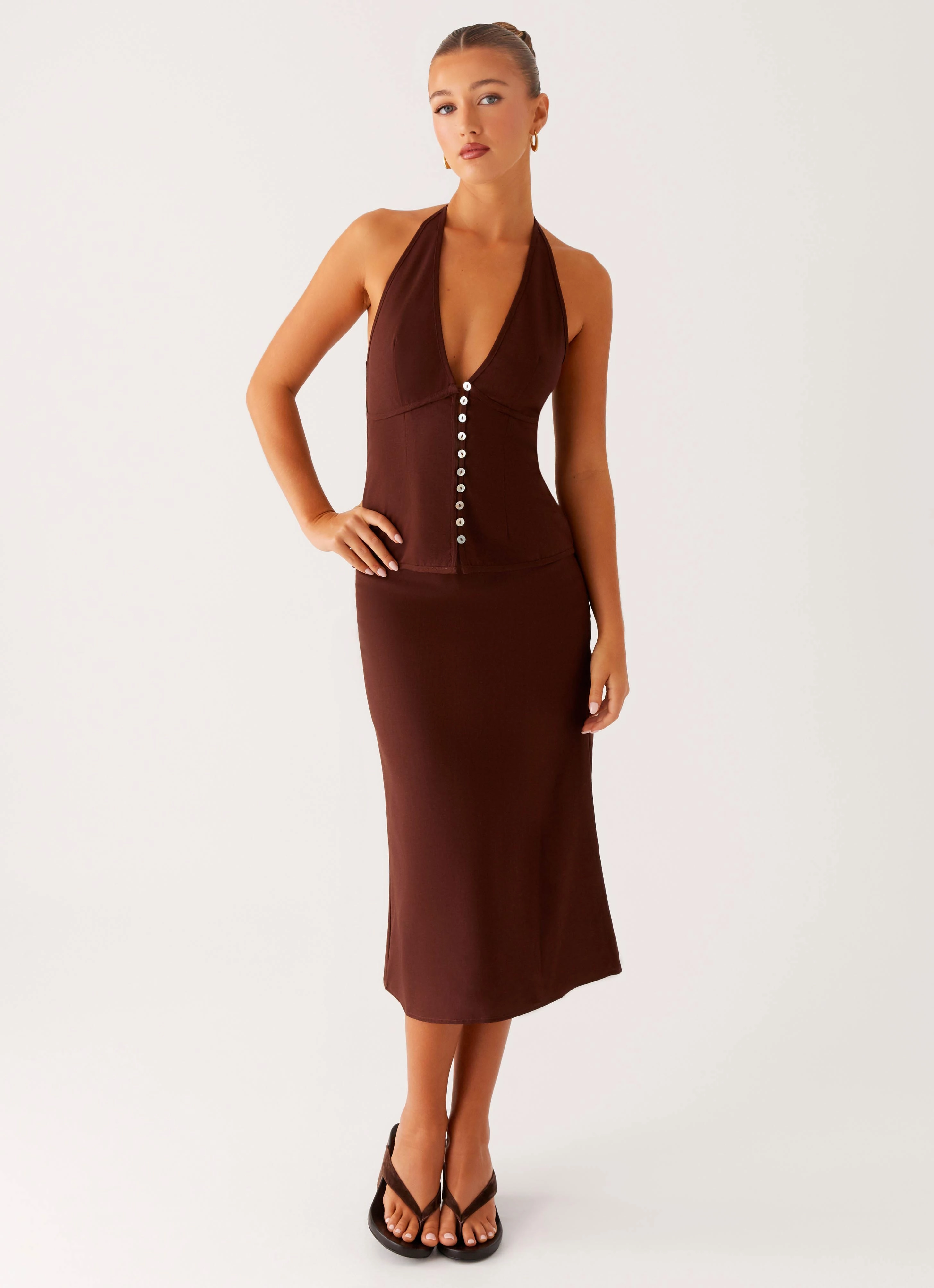Esther Midi Skirt - Chocolate Rugged Wear