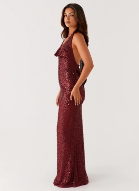 Treasured Sequin Maxi Dress - Fuchsia Dry-Clean-Only