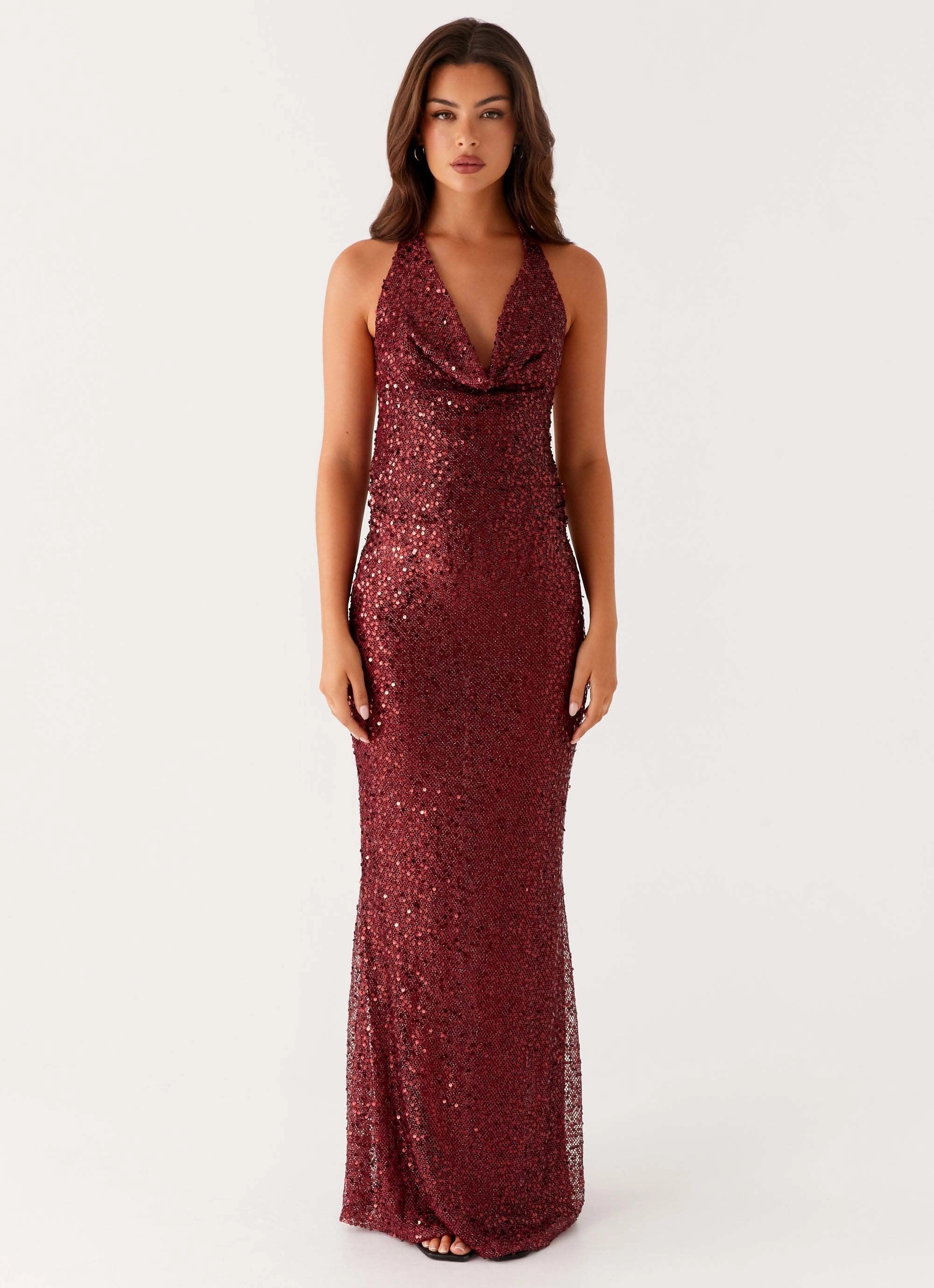Treasured Sequin Maxi Dress - Fuchsia Classic sheath dress