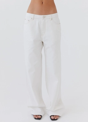 Keanna Low Rise Denim Jeans - Ivory NonRestrictiveFit