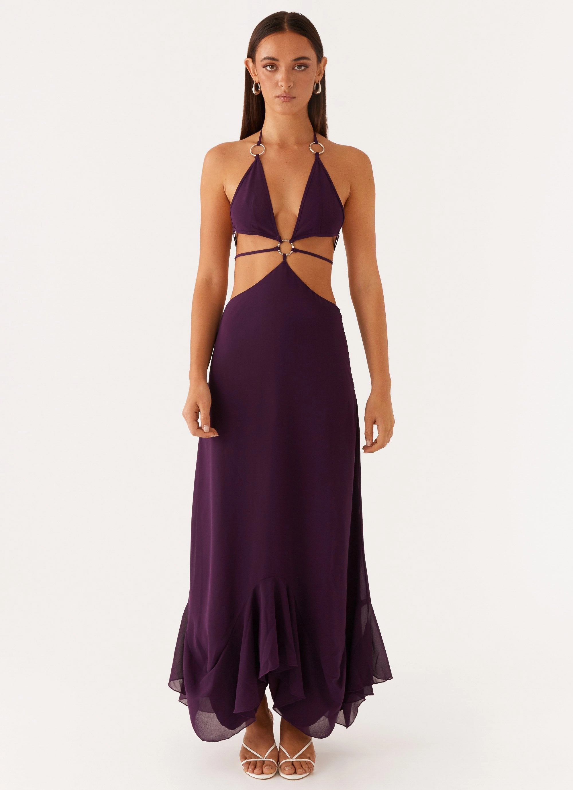 Casual maxi dress Global Style Bronx Halterneck Maxi Dress - Mulberry