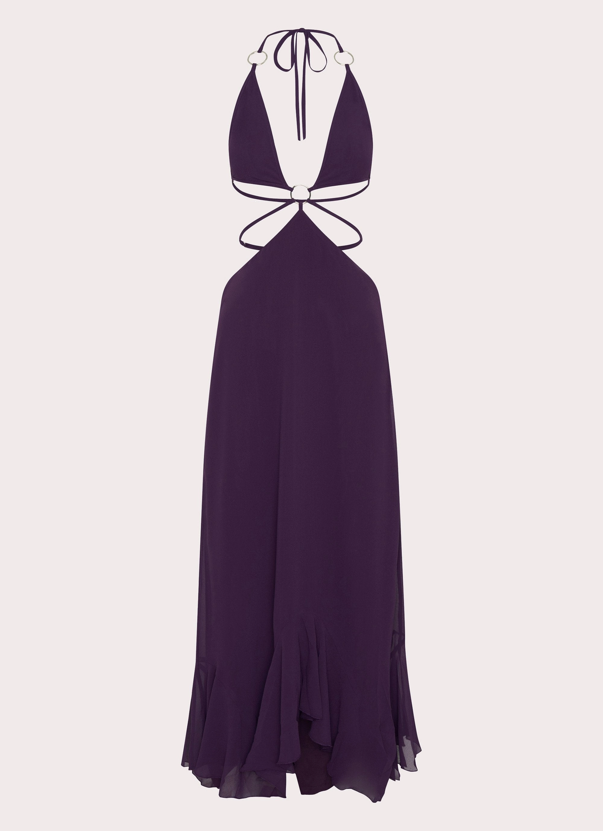 Cool Form Refined Finish Bronx Halterneck Maxi Dress - Mulberry