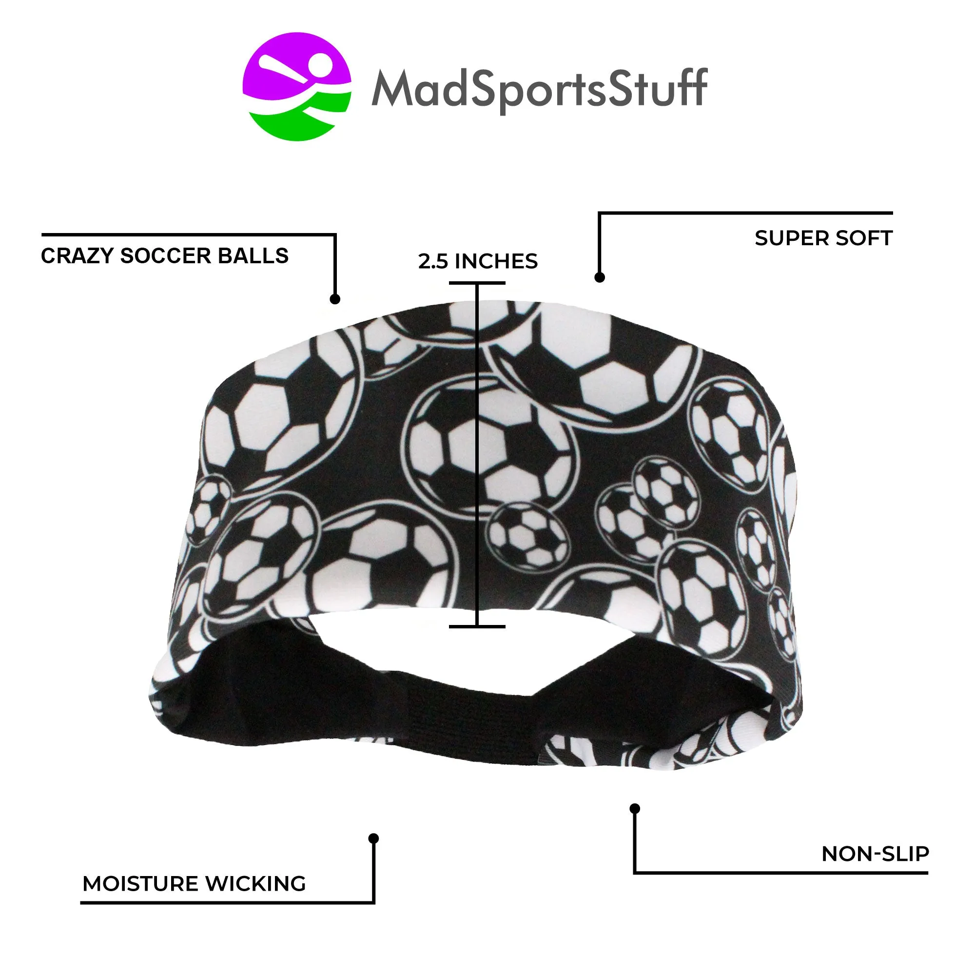 Crazy Soccer Headband with Soccer Ball Logos