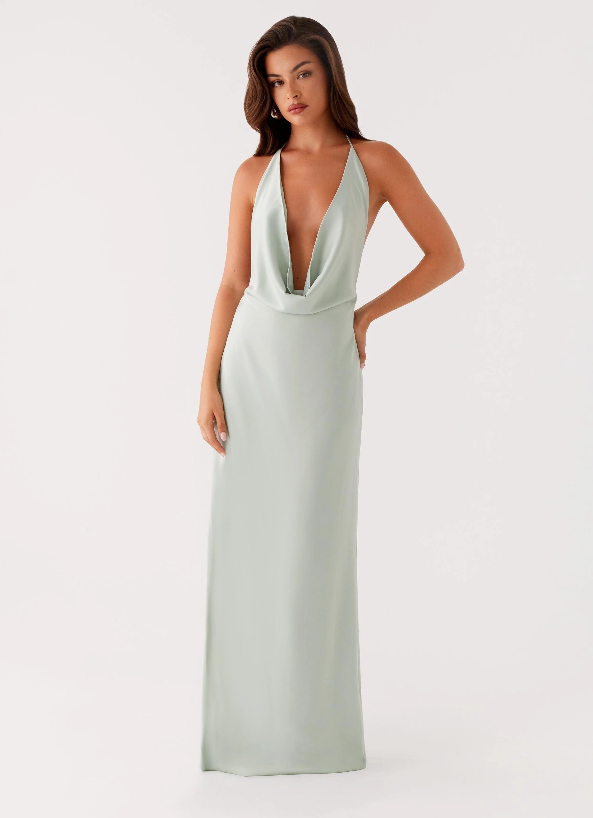 Noemi Maxi Dress - Sage Lounge Mode Office Glam