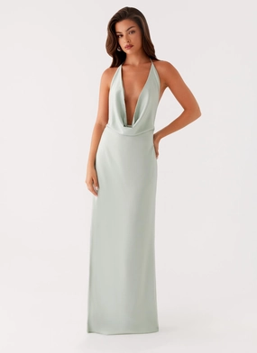 Noemi Maxi Dress - Sage Lounge Mode Office Glam