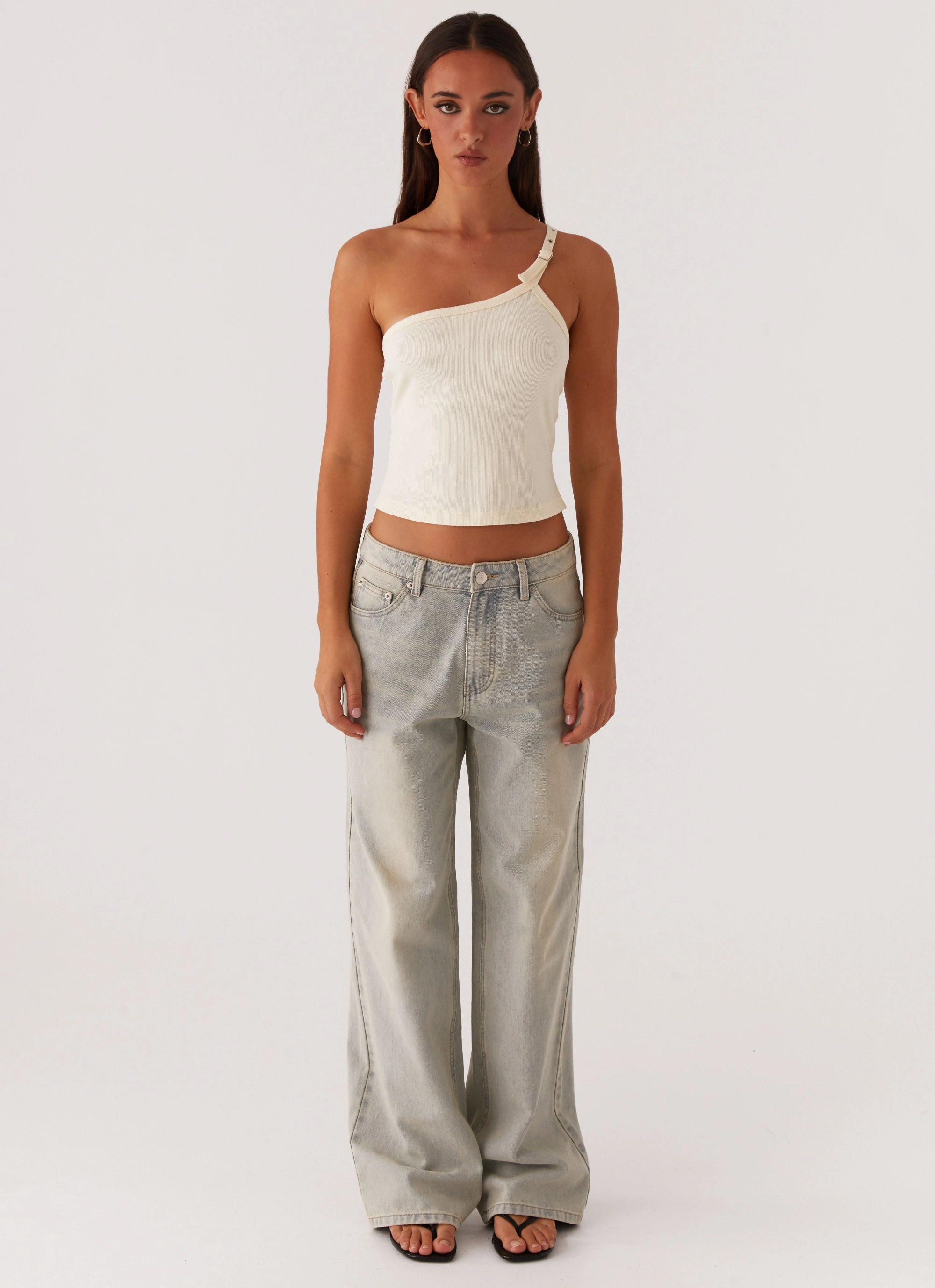 Reinforced Stitching Keanna Low Rise Denim Jeans - Vintage