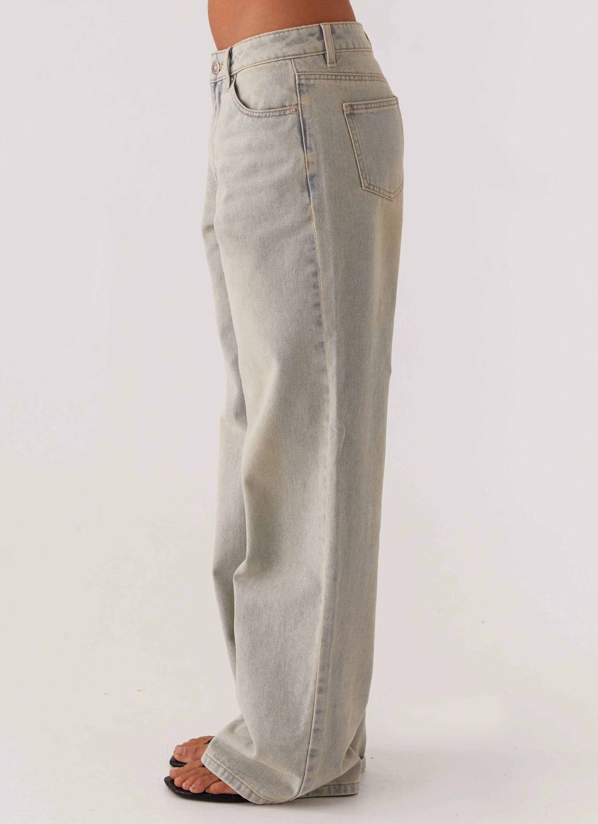 Breathable mesh design Keanna Low Rise Denim Jeans - Vintage