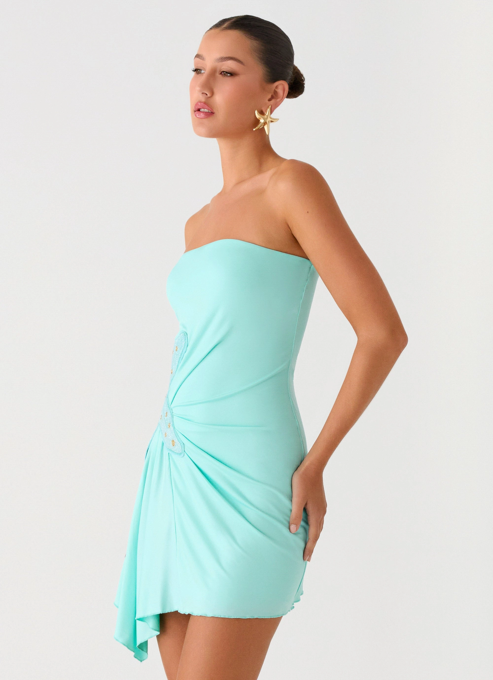 Ocean Dream Strapless Mini Dress - Turquoise Timeless Comfort