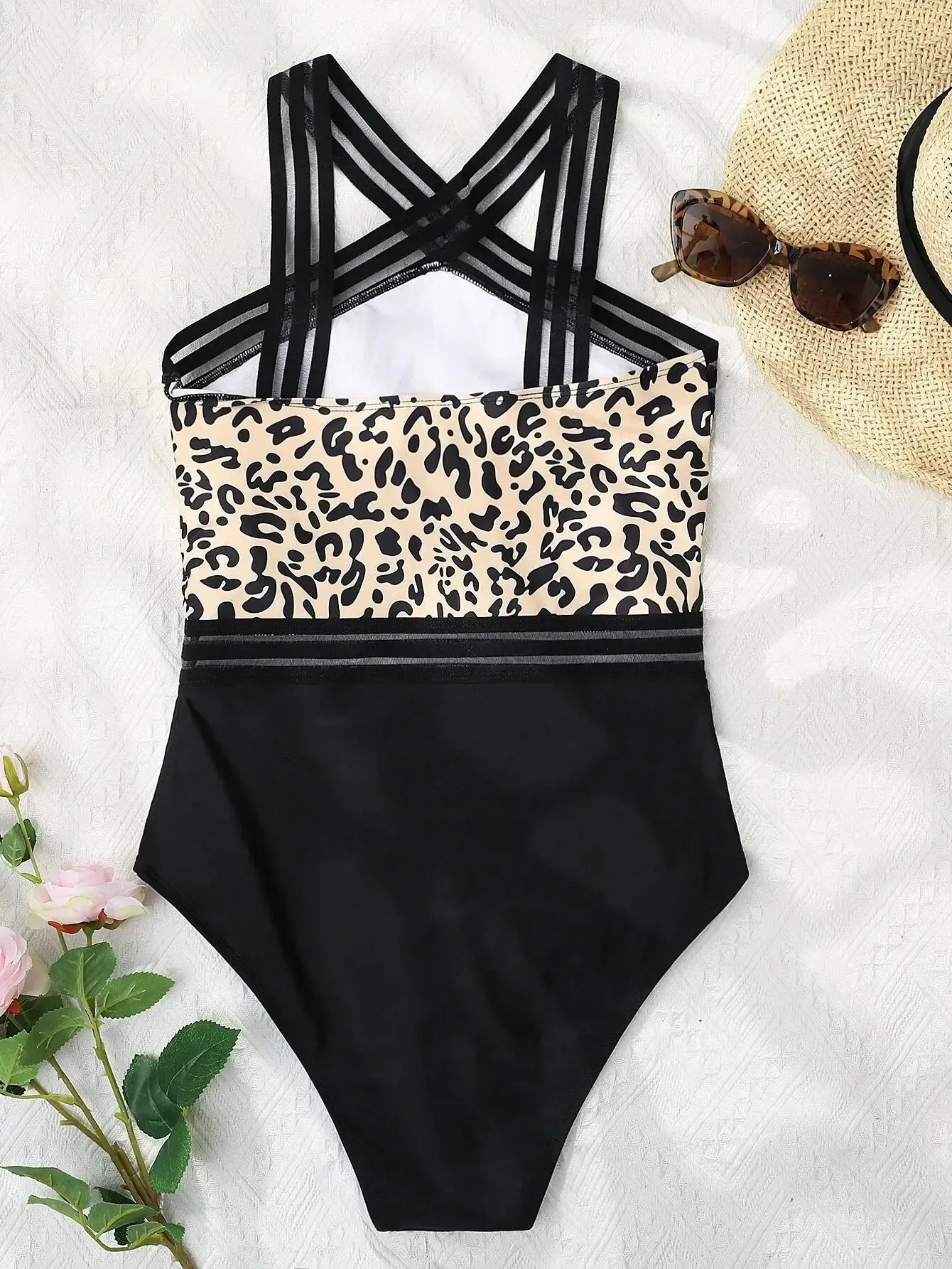 Criss-Cross Mesh High-Neck Monokini for Water Sports