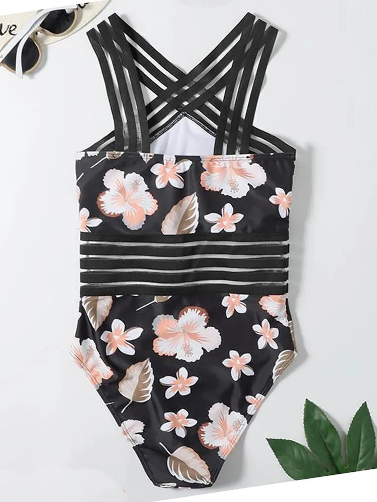 Criss-Cross Mesh High-Neck Monokini for Water Sports